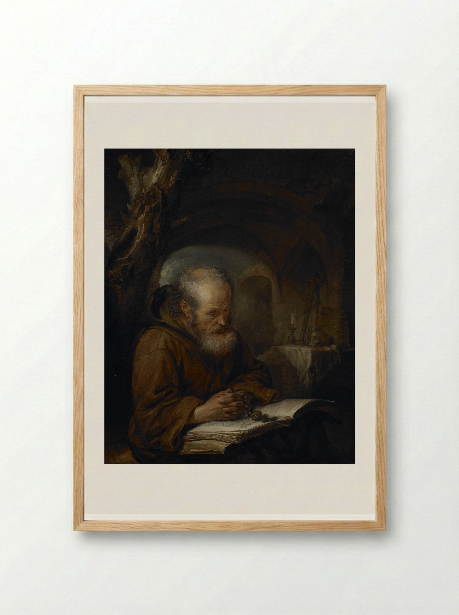 A Hermit Praying - Gerrit Dou - Framed Print Wood