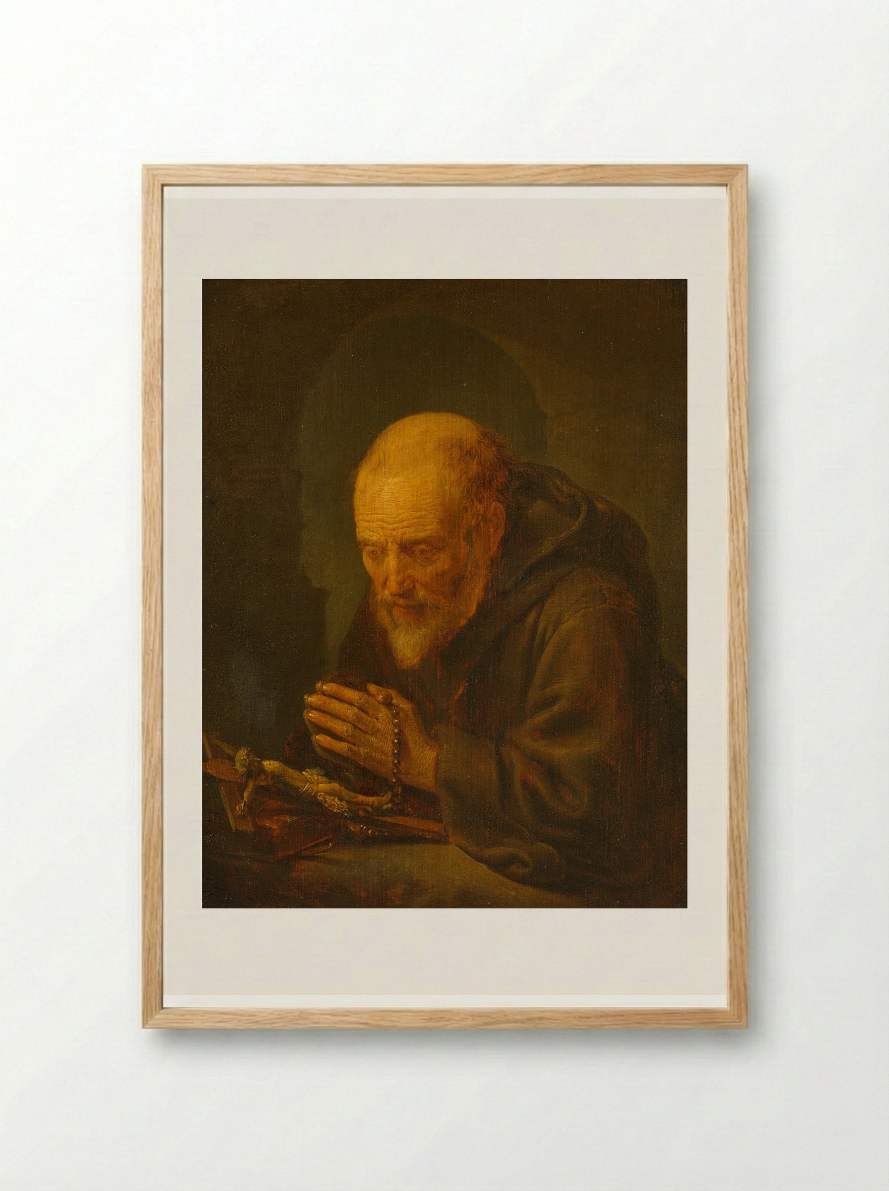 A Hermit at Prayer - Gerrit Dou - Framed Print Wood