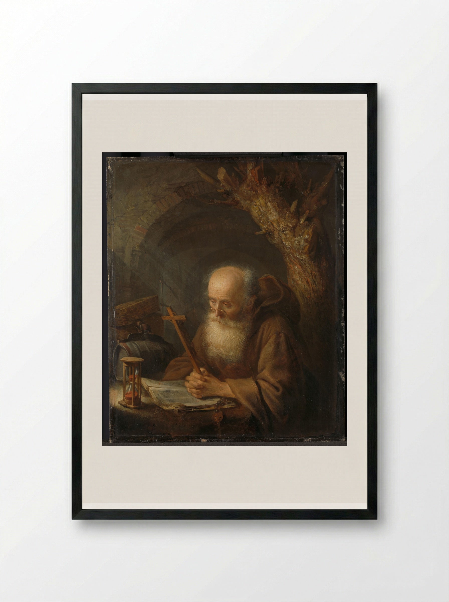 A Hermit - Gerrit Dou - Framed Print Black