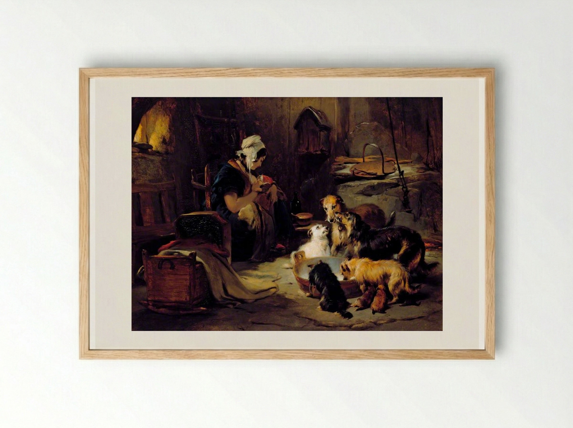 A Highland Breakfast - Edwin Henry Landseer - Framed Print Wood