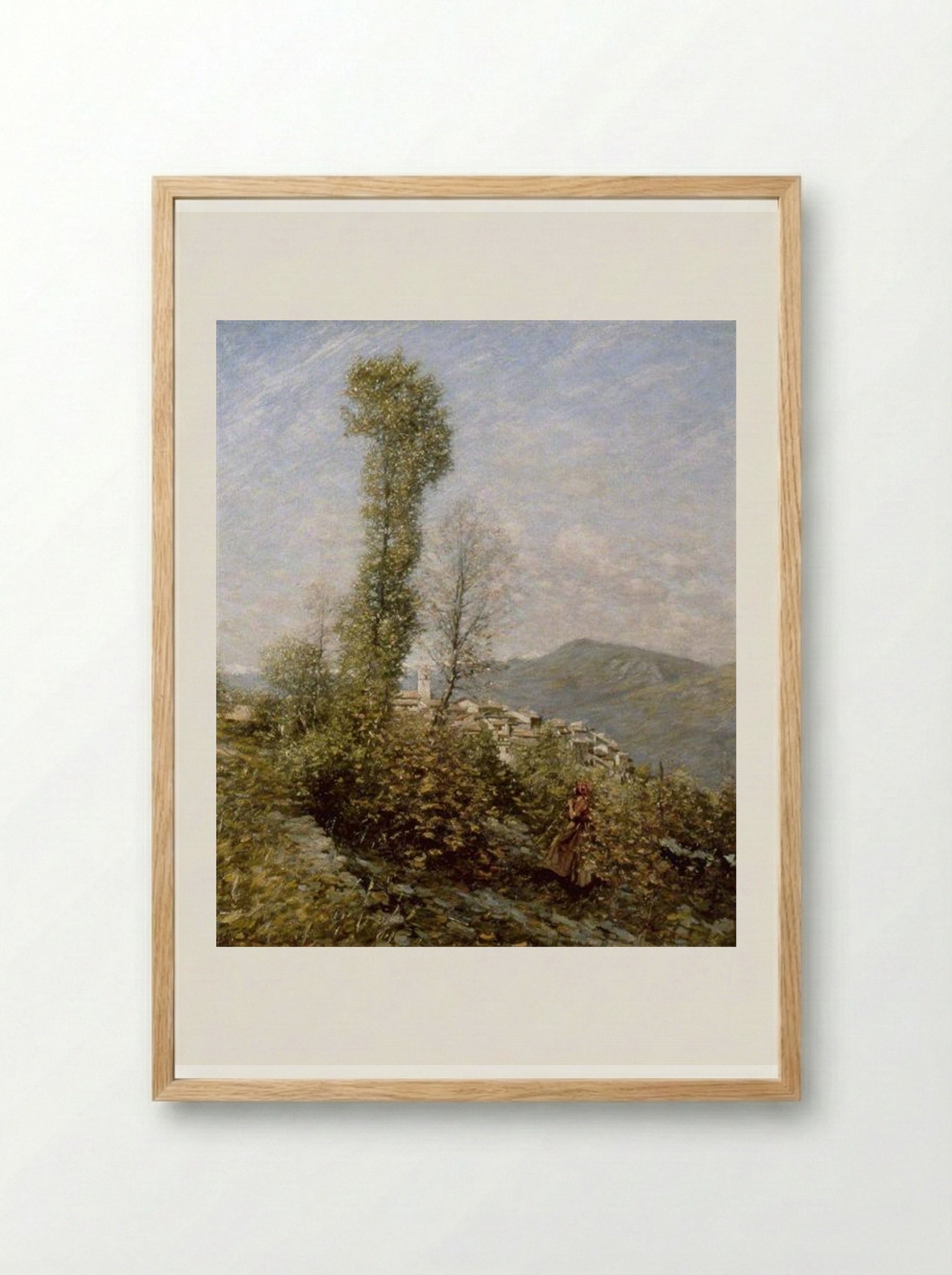 A Hillside Village in Provence, France - Henry Herbert La Thangue - Framed Print Wood