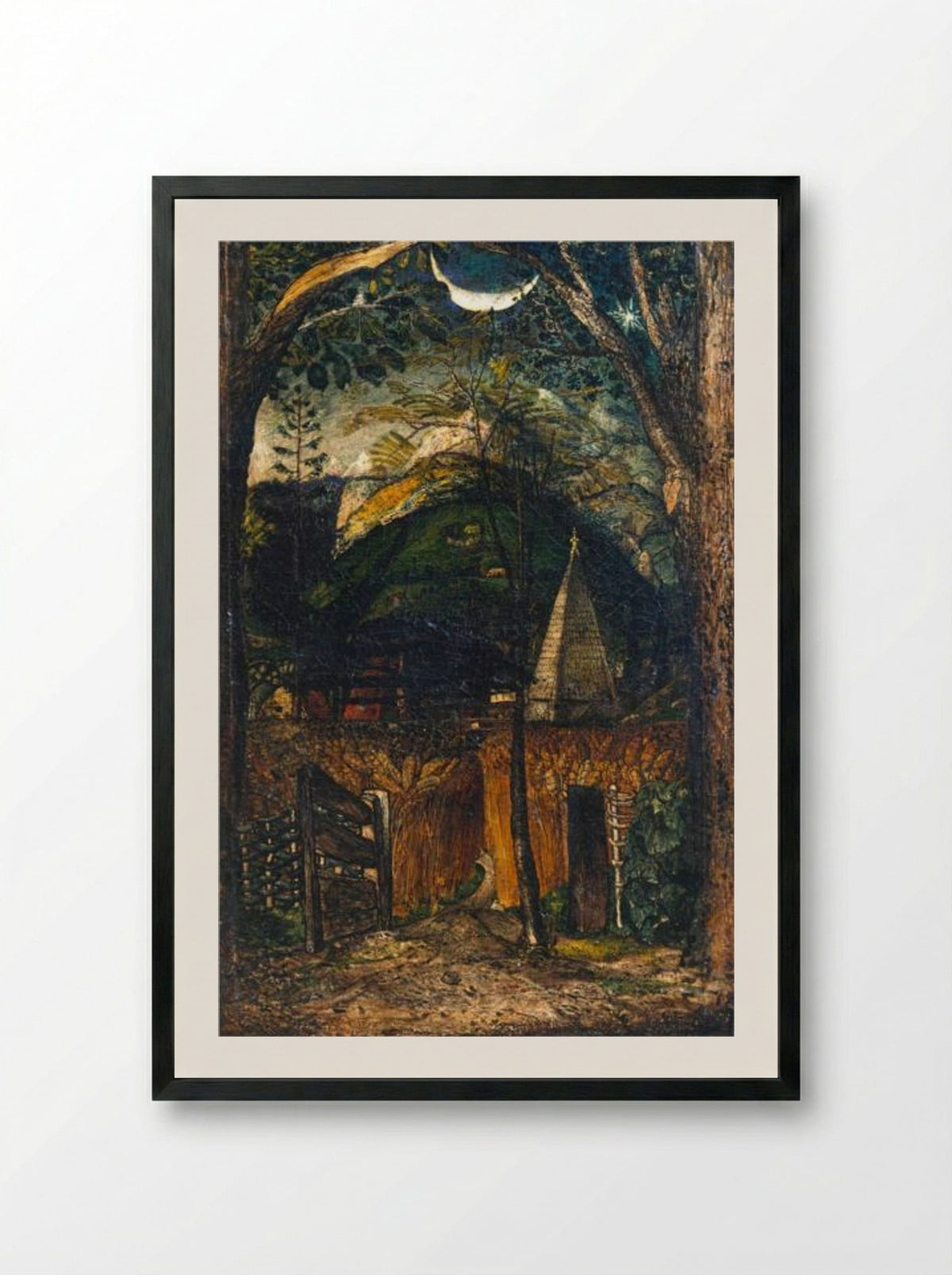 A Hilly Scene - Samuel Palmer - Framed Print Black