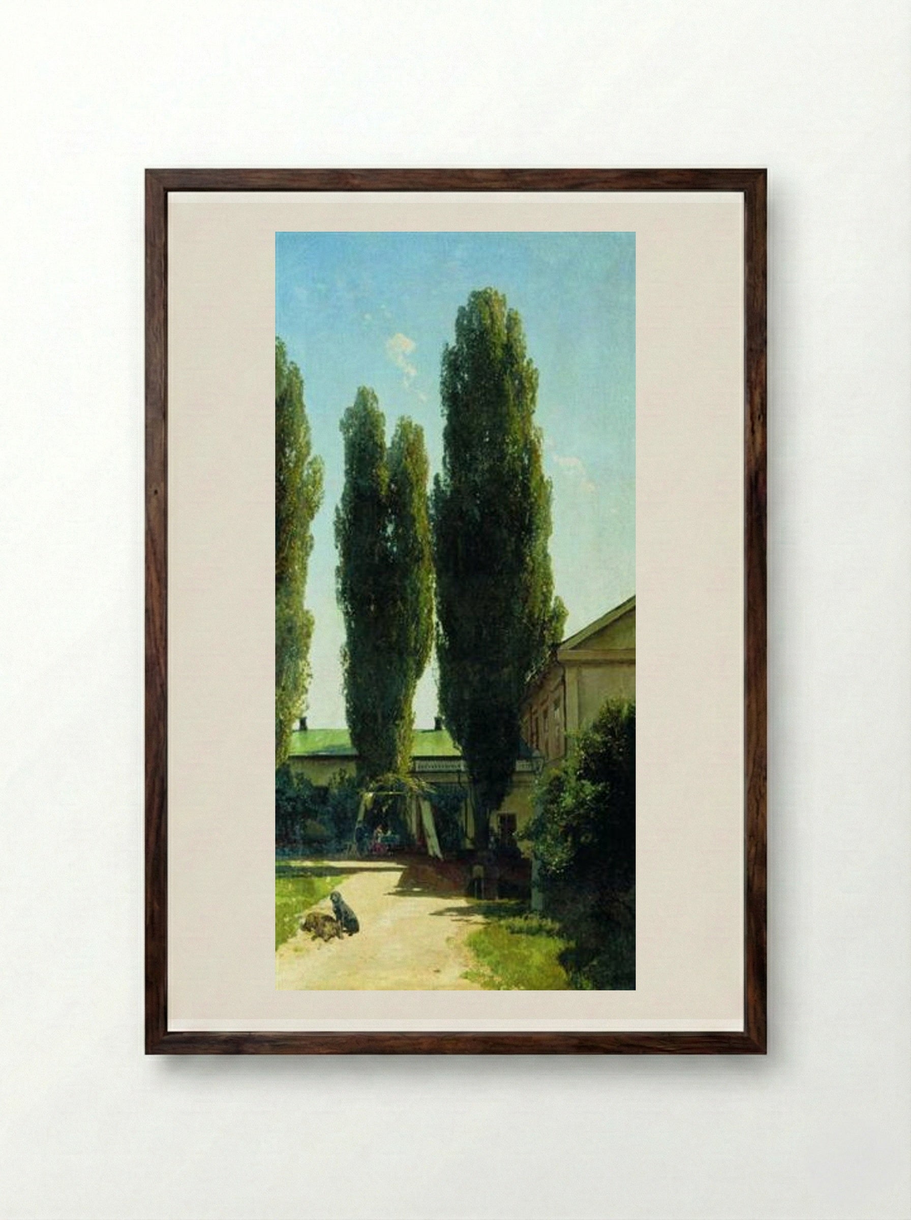 A Hot Afternoon in the Southern Estate - Volodymyr Orlovsky - Framed Print Dark Wood