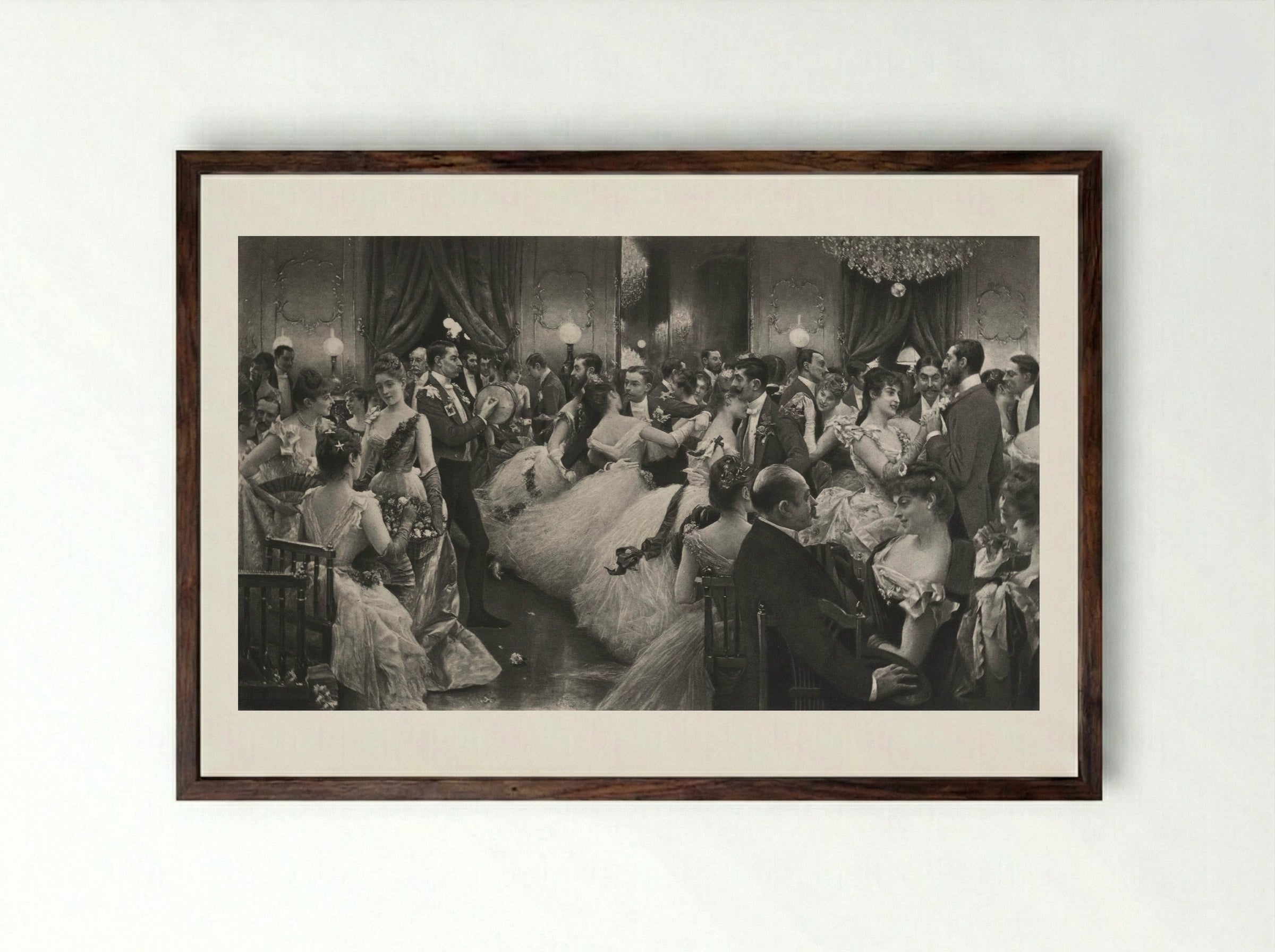 A Hunt Ball - Julius LeBlanc Stewart - Framed Print Dark Wood