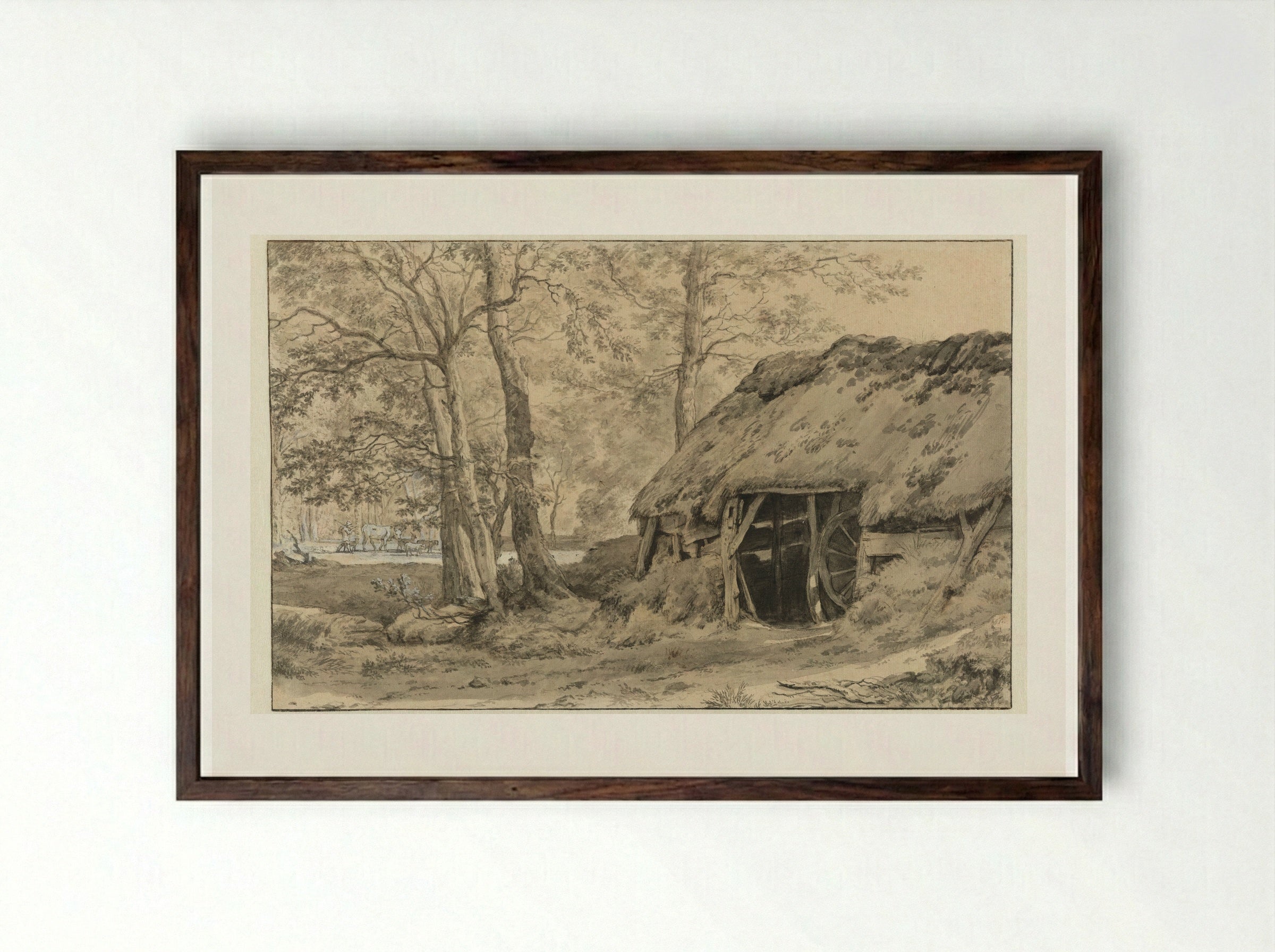 A Hut or Sheep Pen in the Woods - Adriaen van de Velde - Framed Print Dark Wood