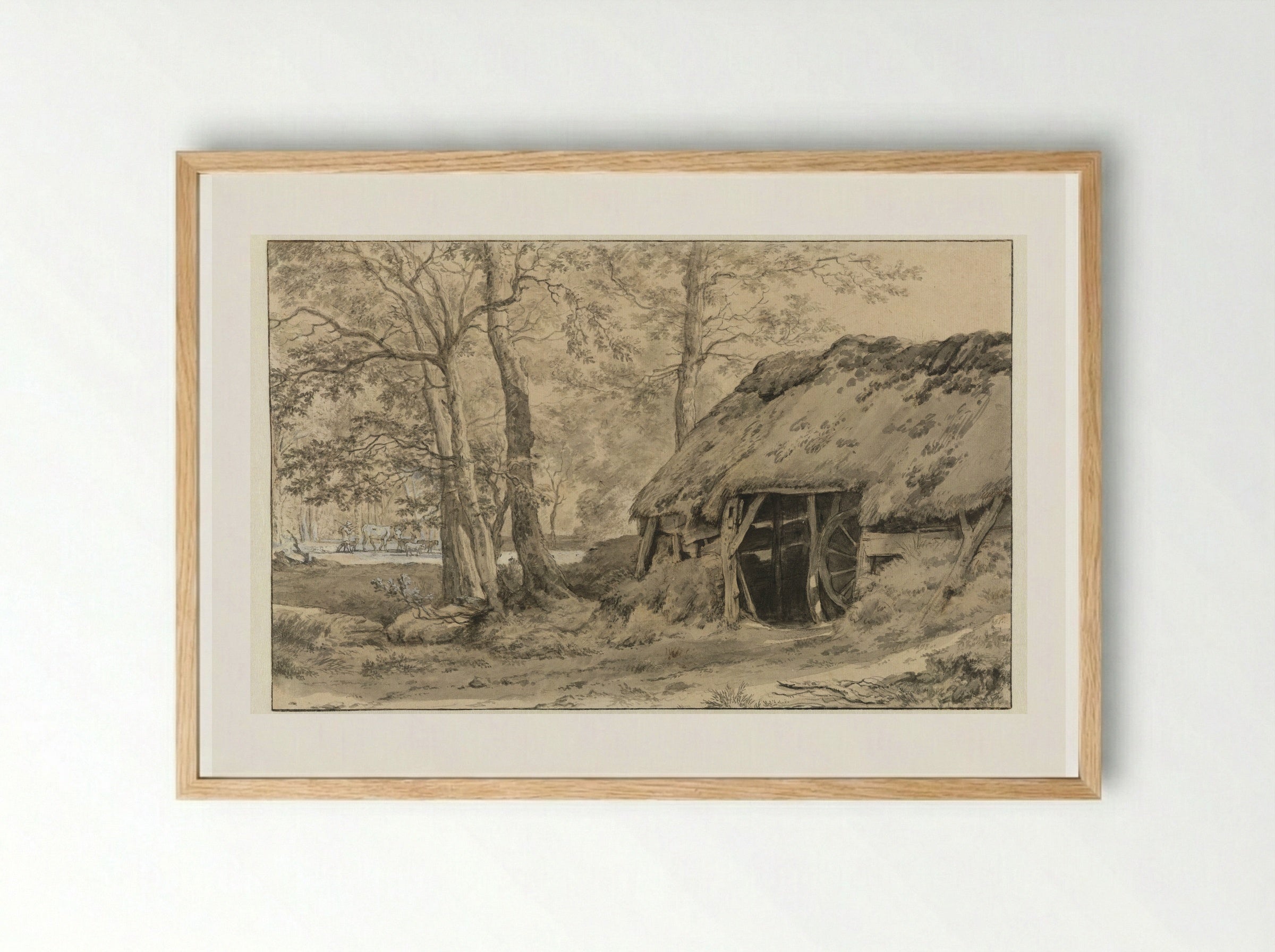 A Hut or Sheep Pen in the Woods - Adriaen van de Velde - Framed Print Wood