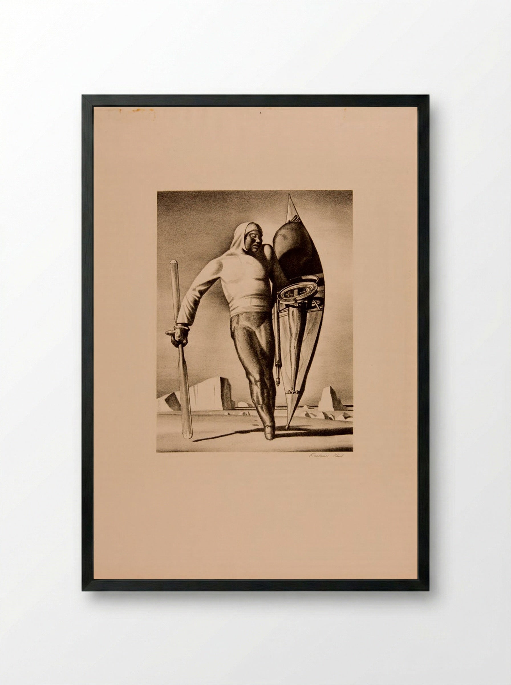 A Kayaker - Rockwell Kent - Framed Print Black