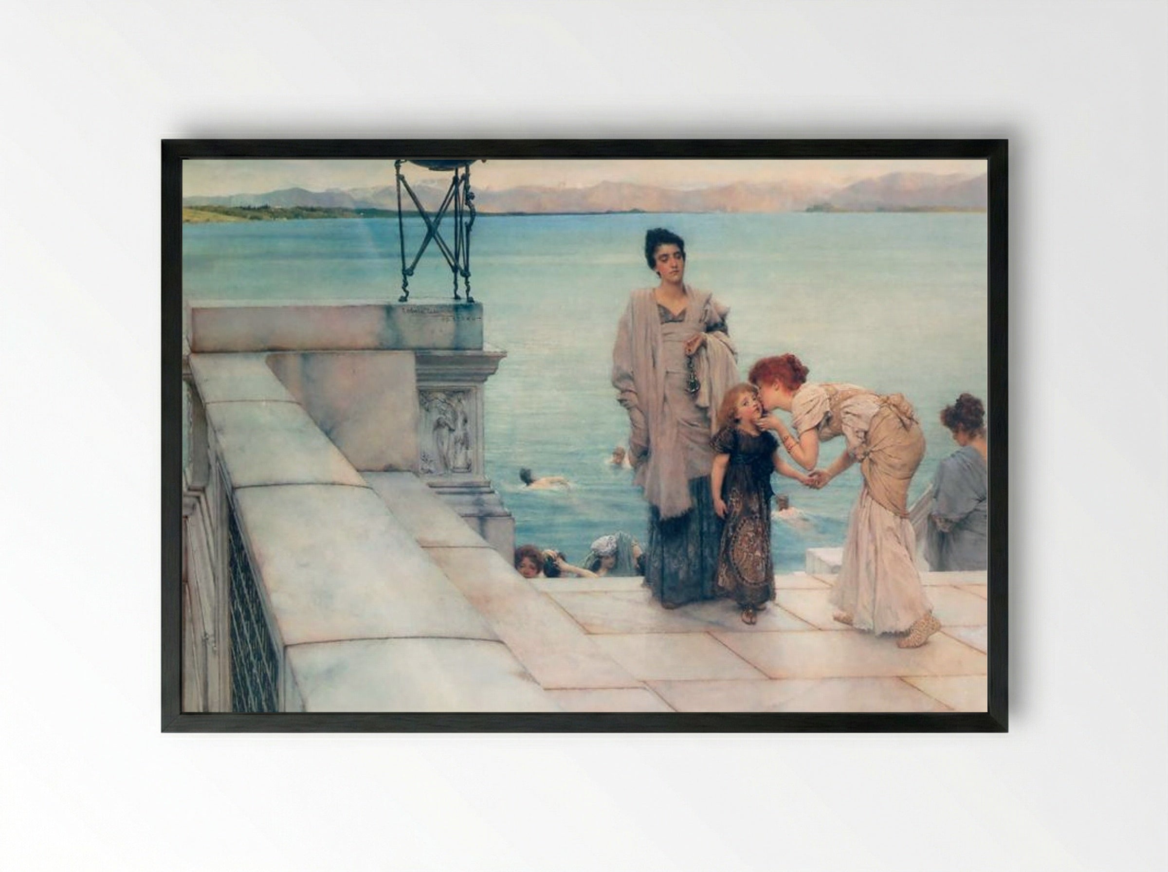A Kiss - Sir Lawrence Alma-Tadema - Framed Print Black