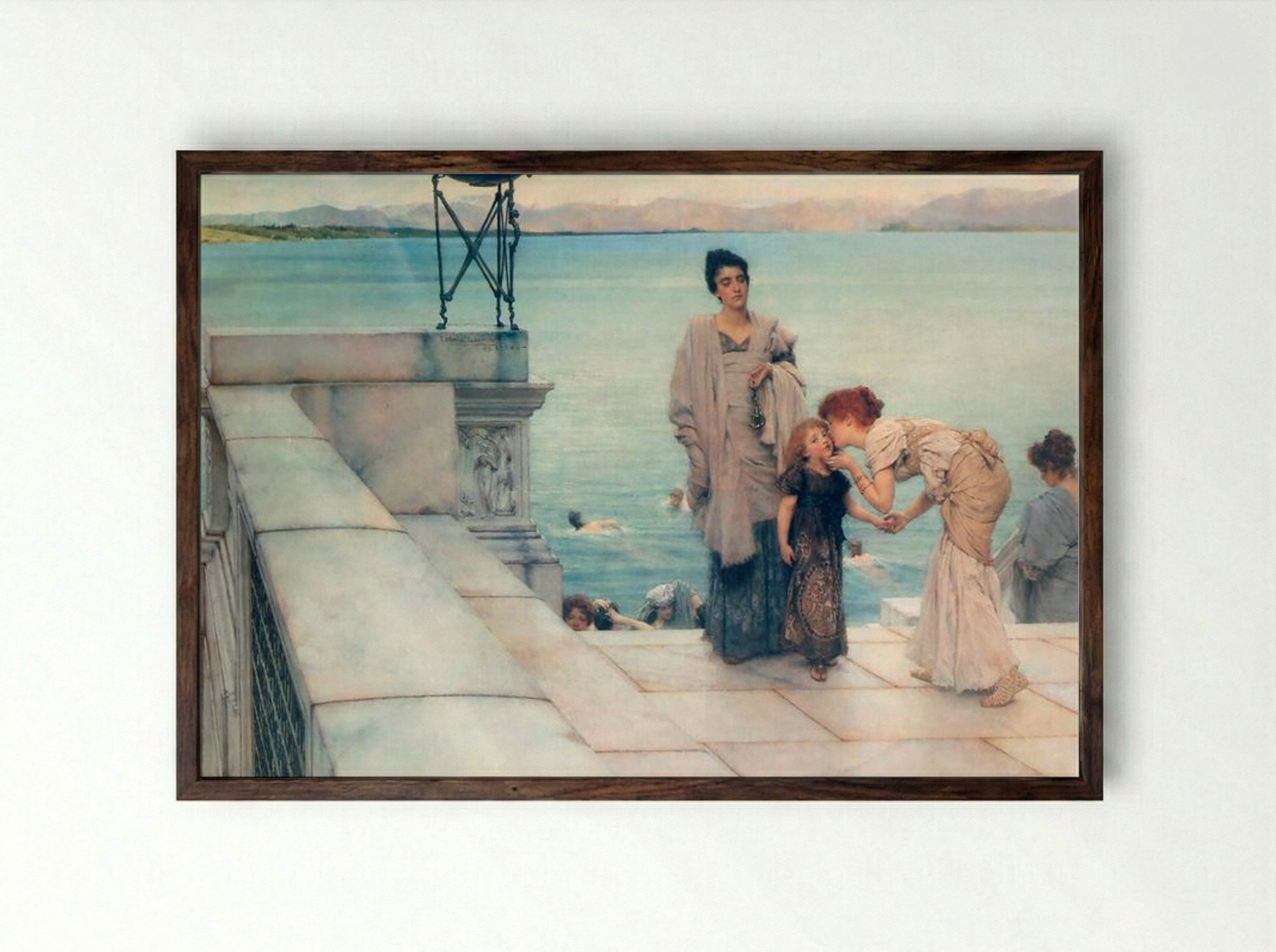 A Kiss - Sir Lawrence Alma-Tadema - Framed Print Dark Wood