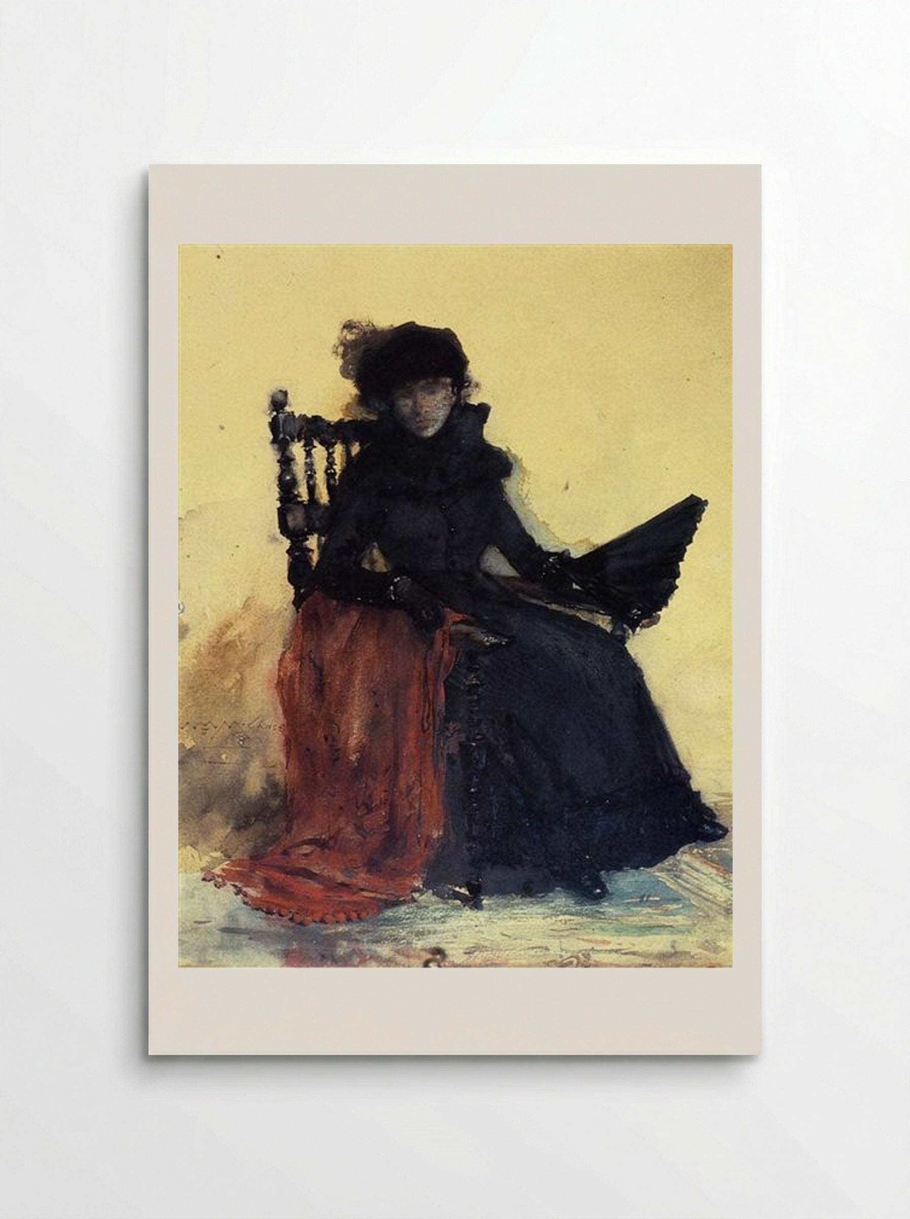 A Lady in Black (aka The Red Shawl) - William Merritt Chase - Poster