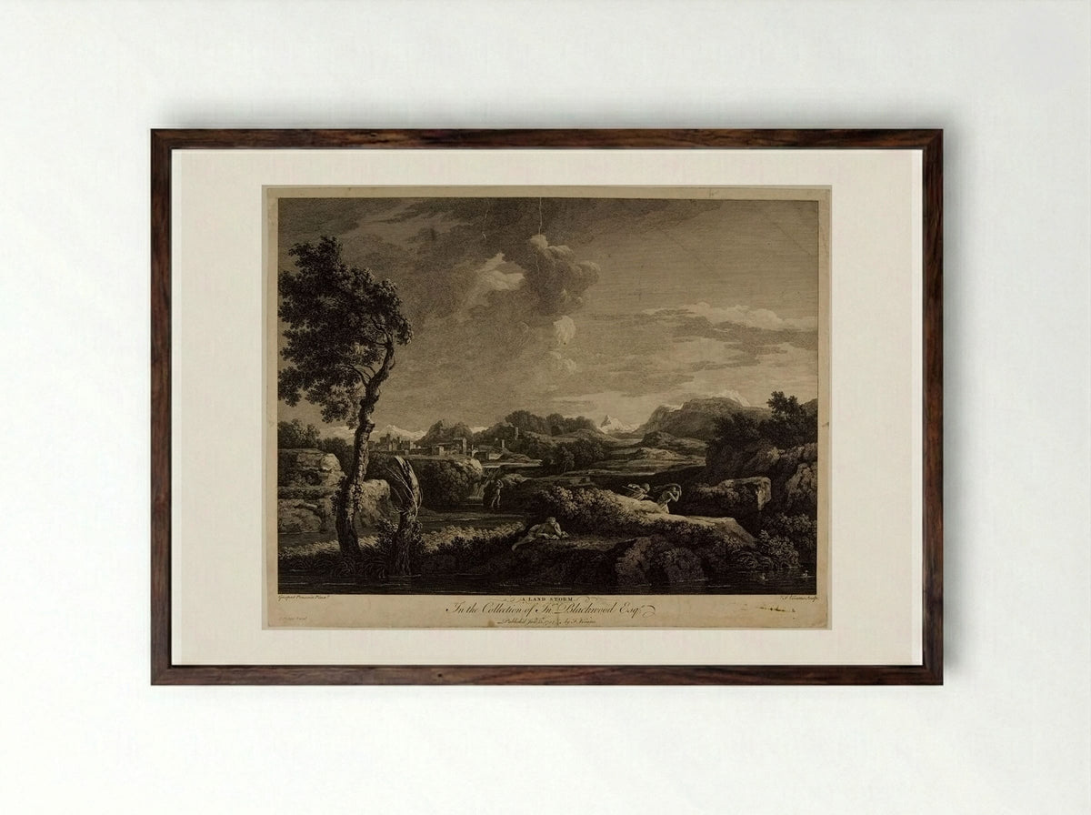 A Land Storm - François Vivares - Framed Print Dark Wood