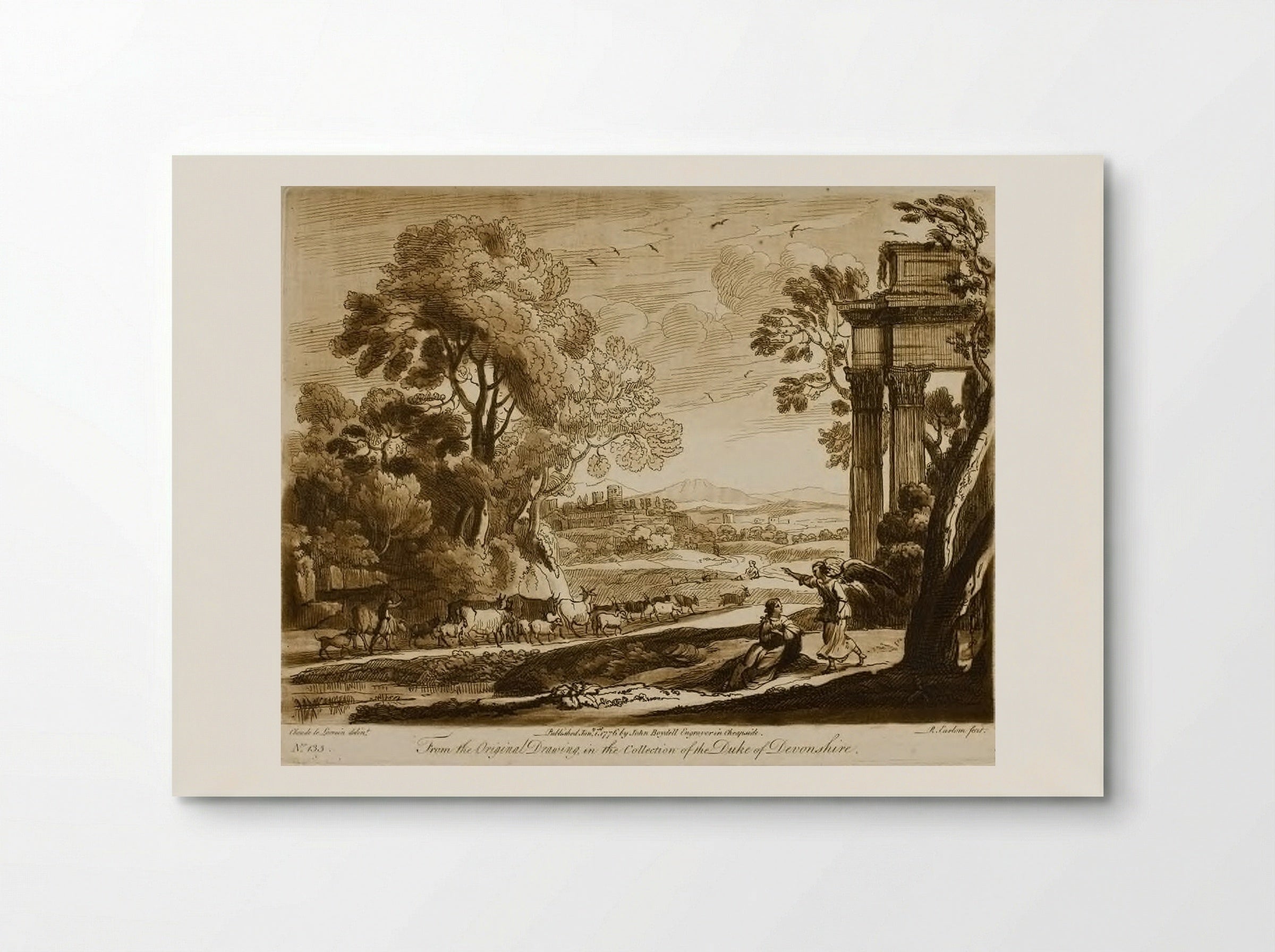 A Landscape, with Cattle, and the Angel Comforting Hagar - Richard Earlom - Poster