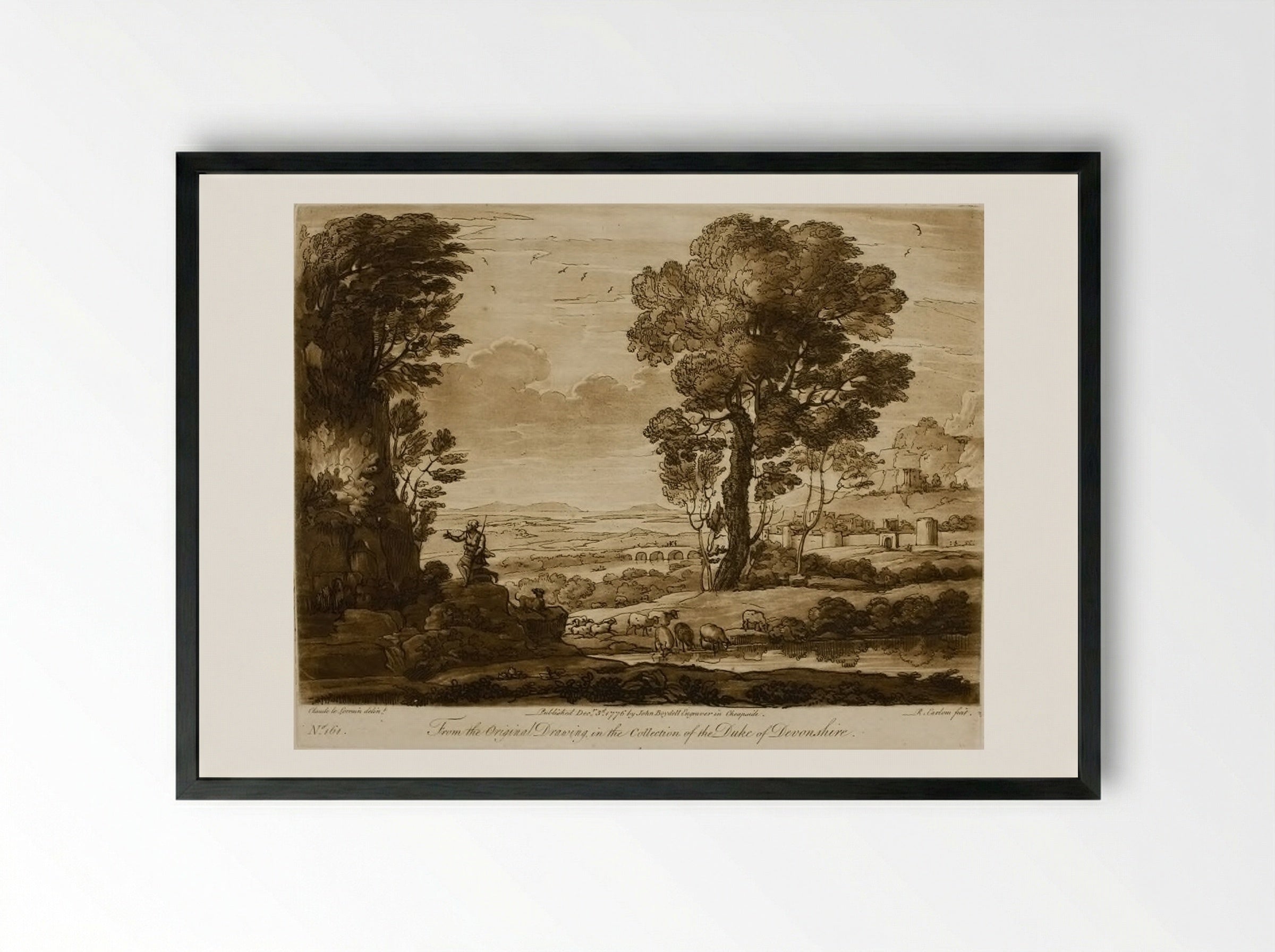 A Landscape, with Moses and the Burning Bush - Richard Earlom - Framed Print Black