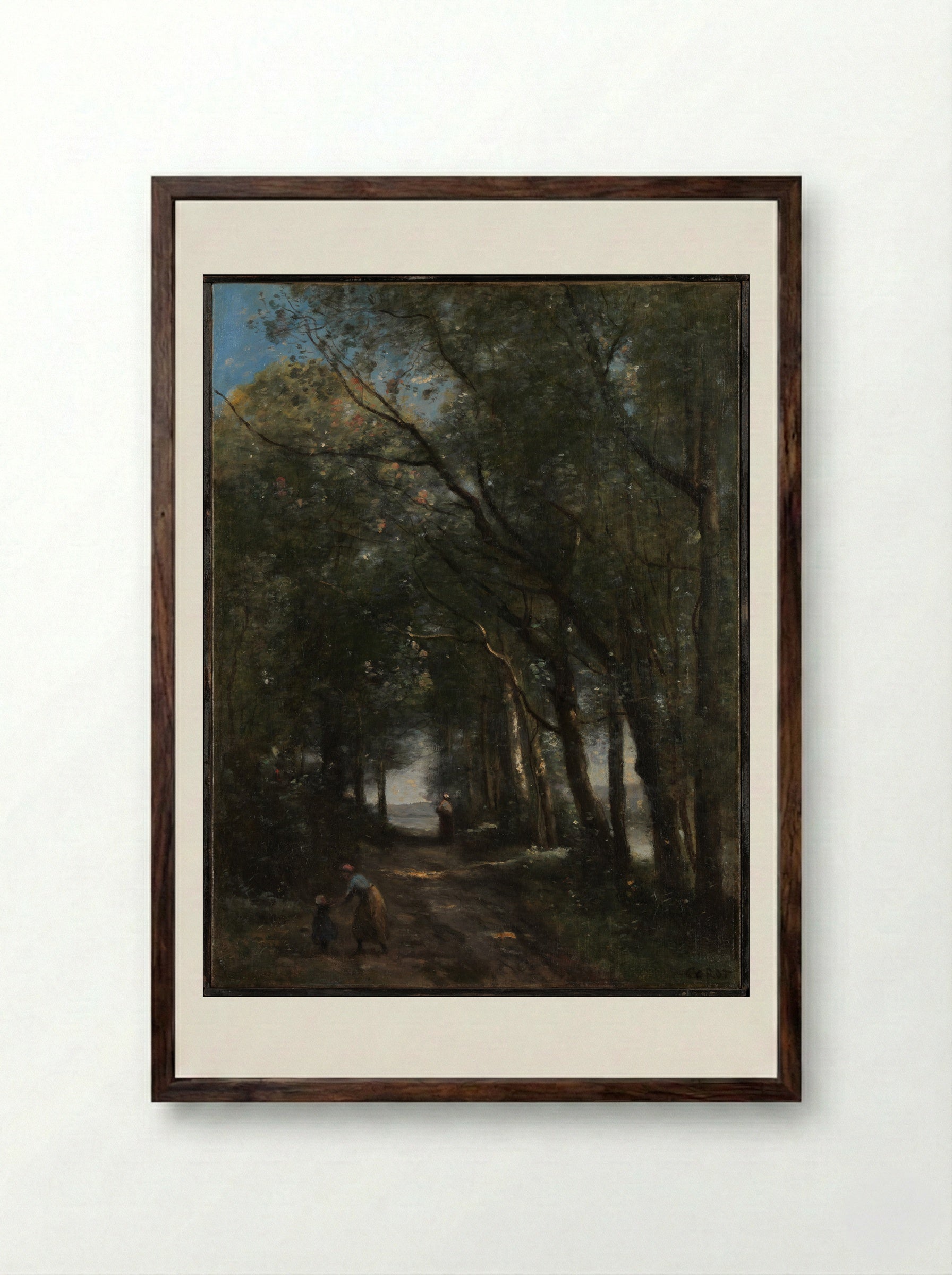 A Lane through the Trees - Camille Corot - Framed Print Dark Wood