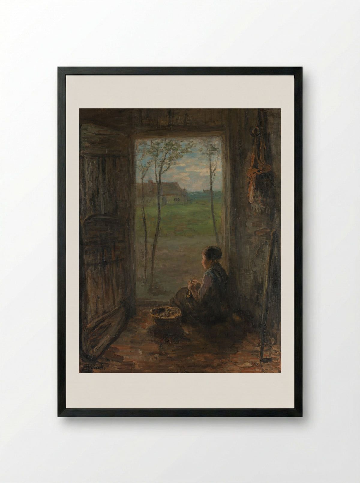 A Laren Scene - Jozef Israëls - Framed Print Black
