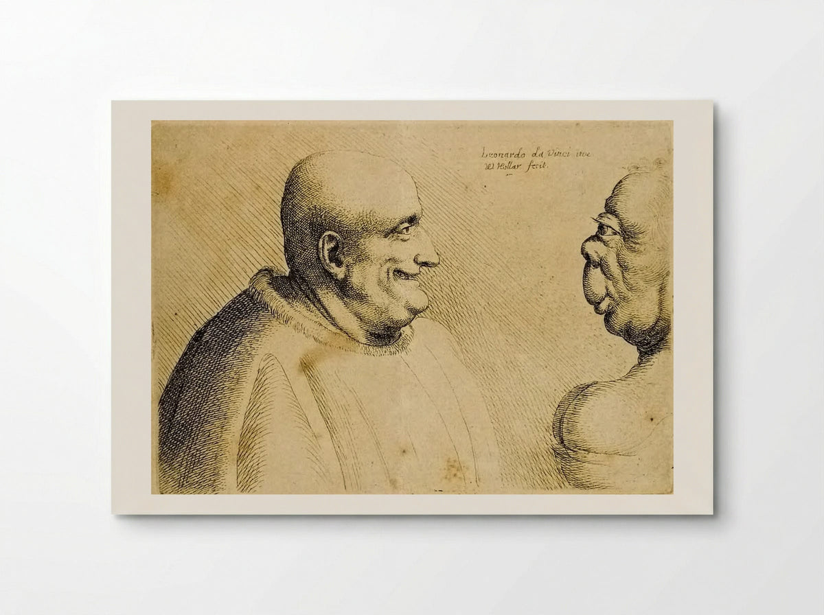 A Large Man with a Bald Head Facing a Grotesque Female - Wenceslaus Hollar - Poster