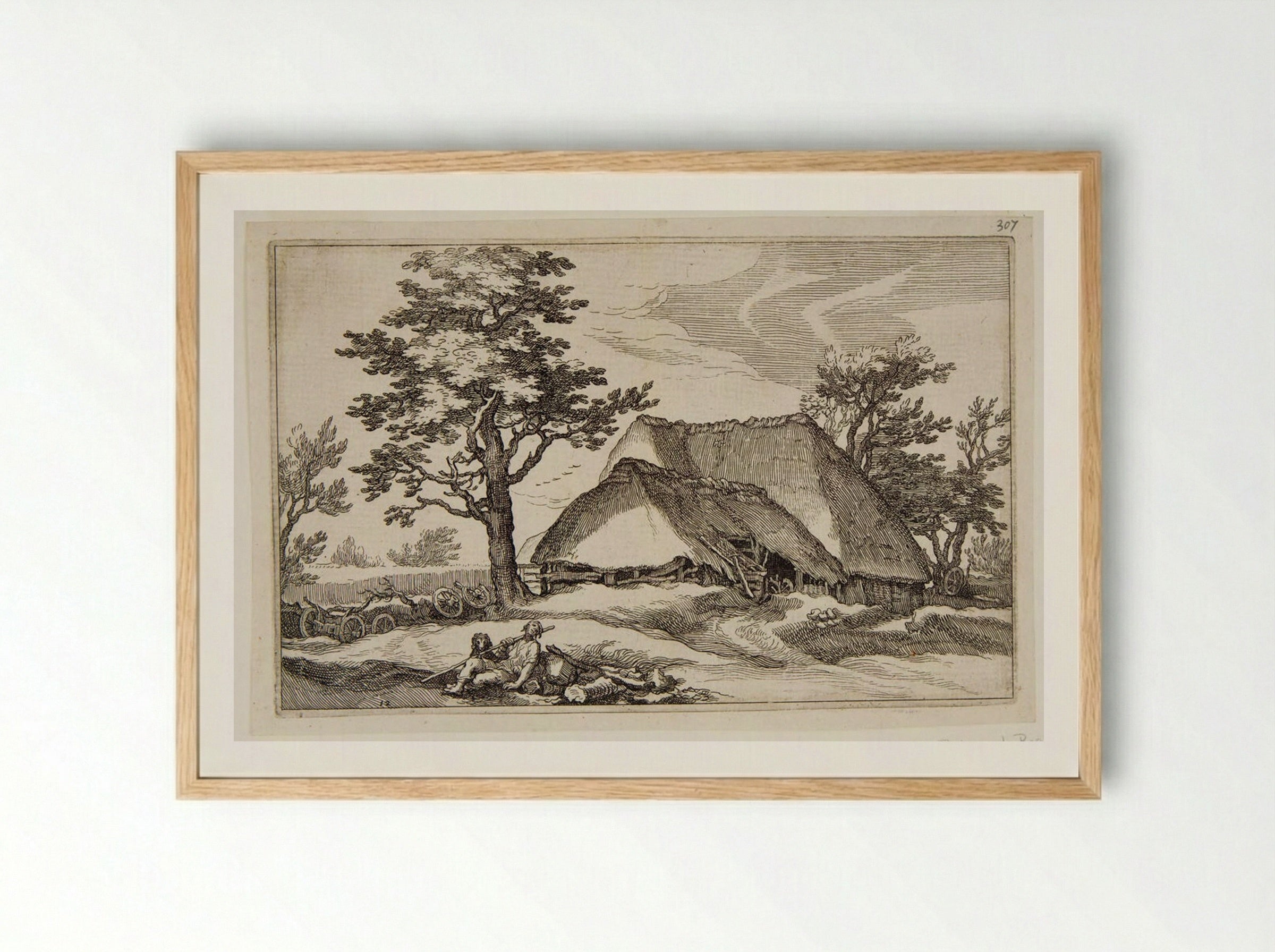 A Large Tree next to a Farmhouse - Boetius Adamsz. Bolswert - Framed Print Wood