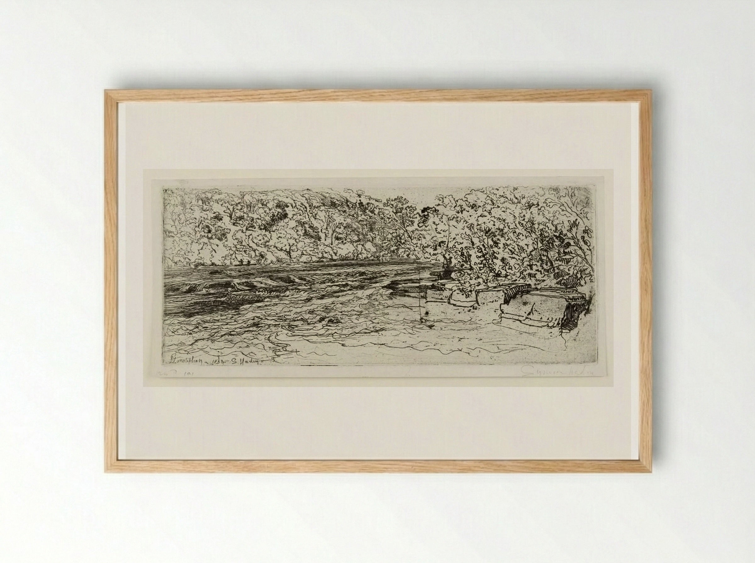 A Likely Place for a Salmon - Francis Seymour Haden - Framed Print Wood