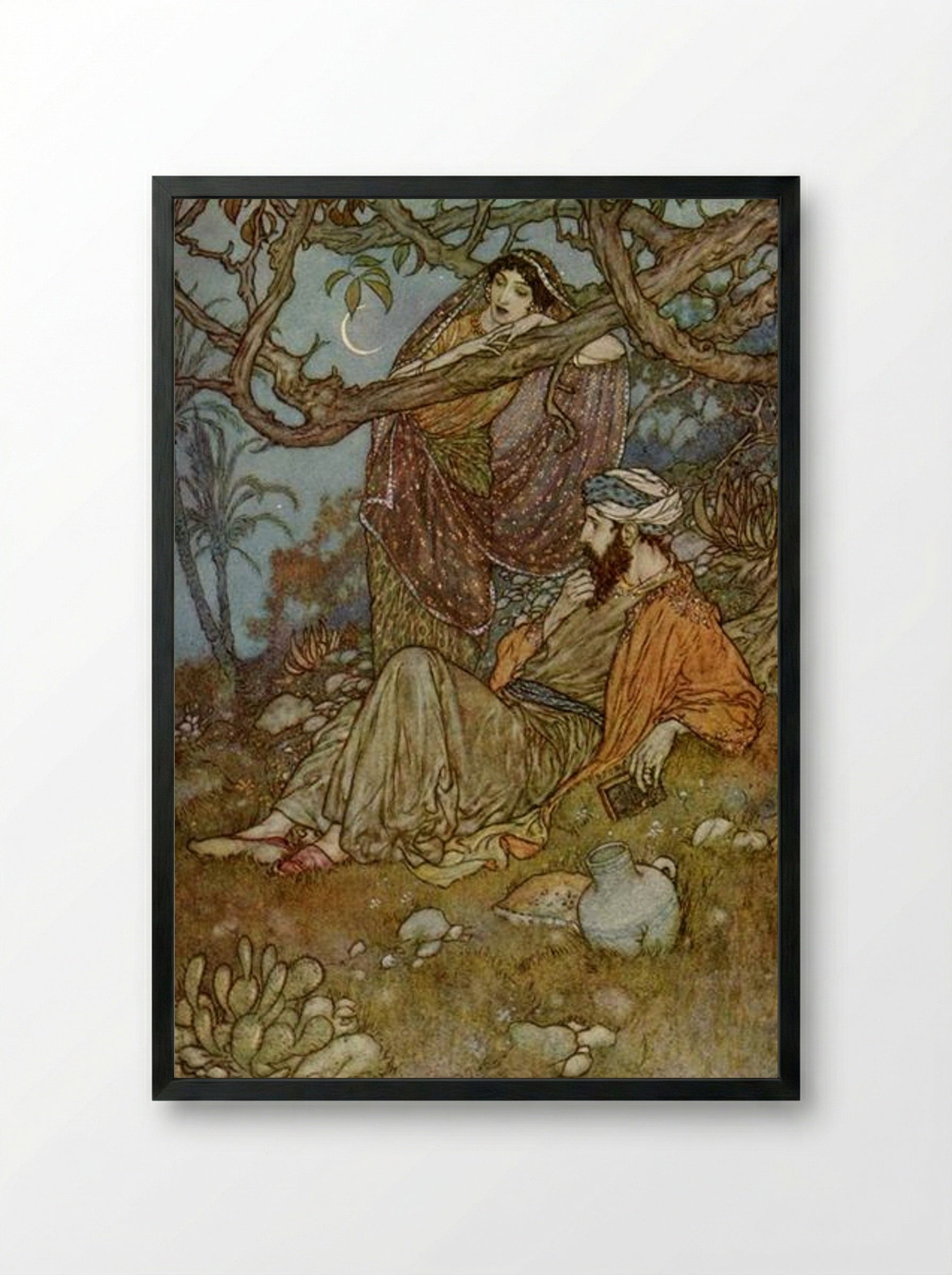 A Loaf of Bread, The Rubaiyat of Omar Khayyam - Edmund Dulac - Framed Print Black