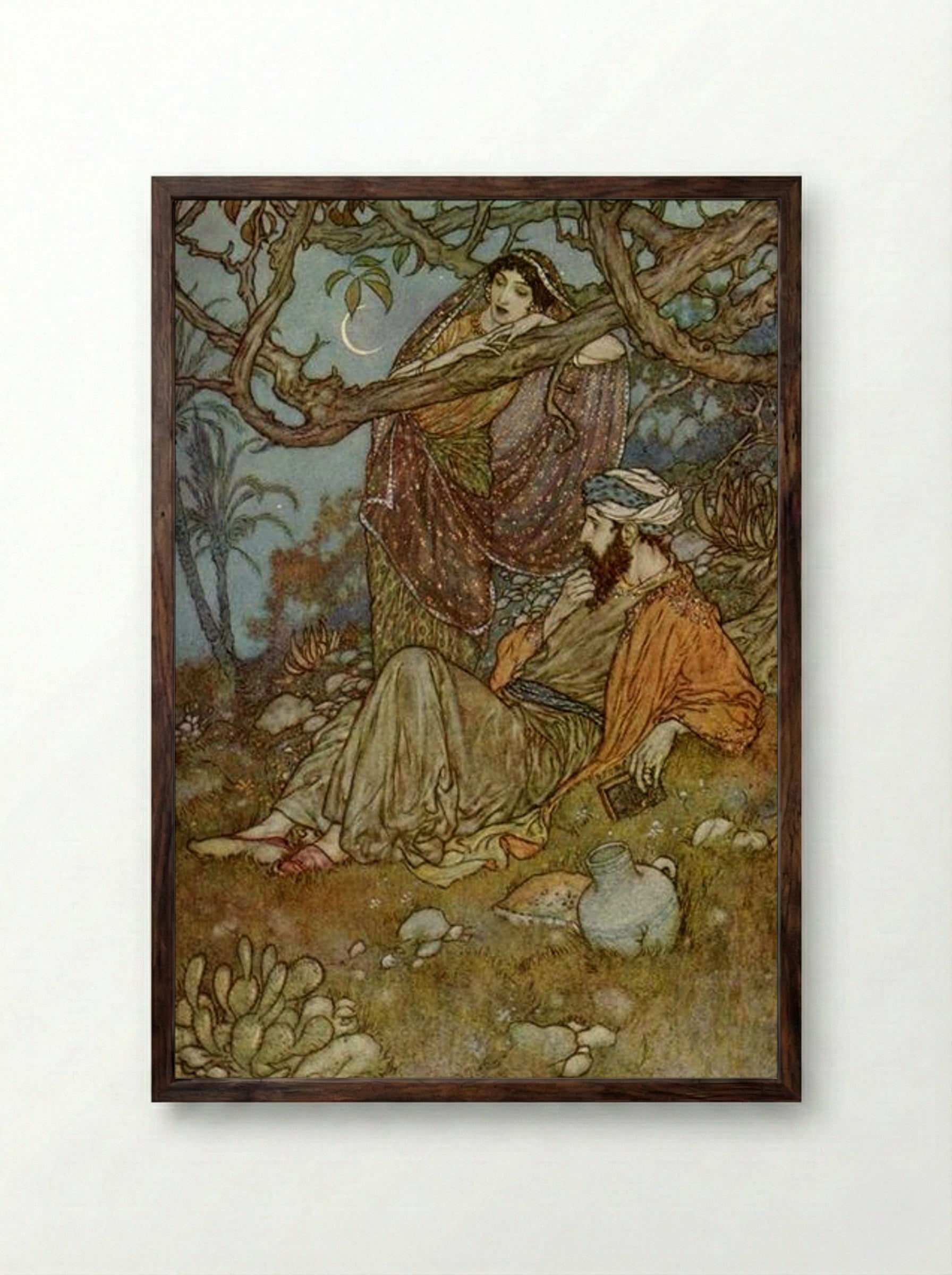 A Loaf of Bread, The Rubaiyat of Omar Khayyam - Edmund Dulac - Framed Print Dark Wood