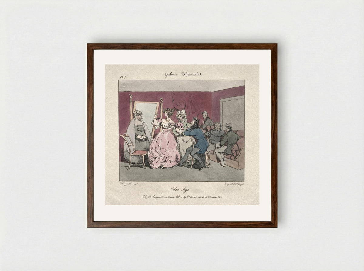A Loge - Henry Bonaventure Monnier - Framed Print Dark Wood