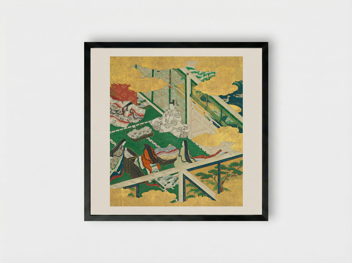 A Lovely Garland (Tamakazura) - Tosa Mitsuyoshi - Framed Print Black