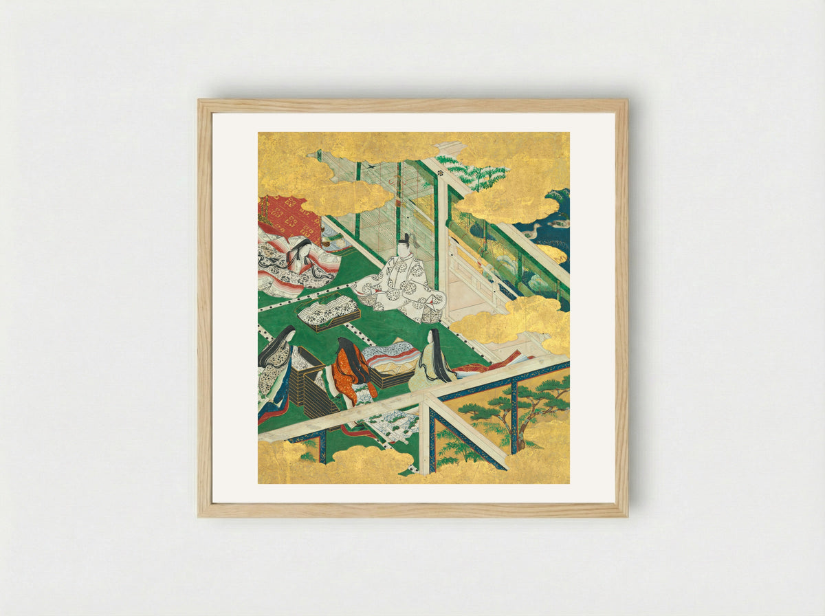 A Lovely Garland (Tamakazura) - Tosa Mitsuyoshi - Framed Print Wood