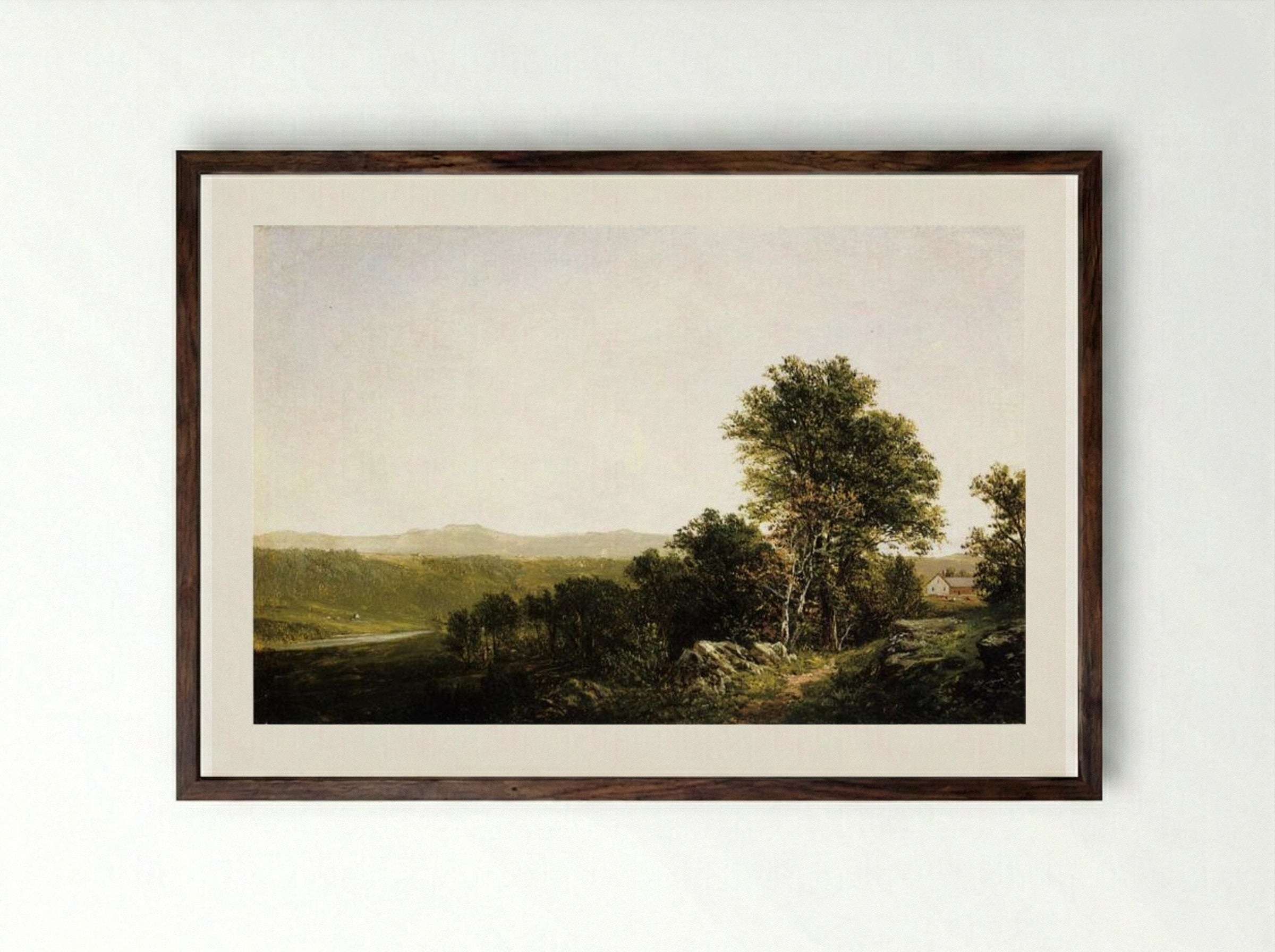 A Lush Summer Landscape - David Johnson - Framed Print Dark Wood