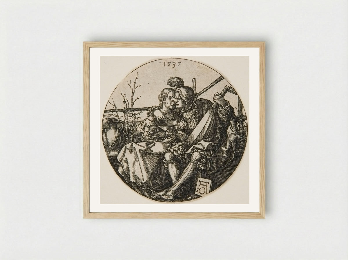 A Lute-Player and His Mistress - Heinrich Aldegrever - Framed Print Wood