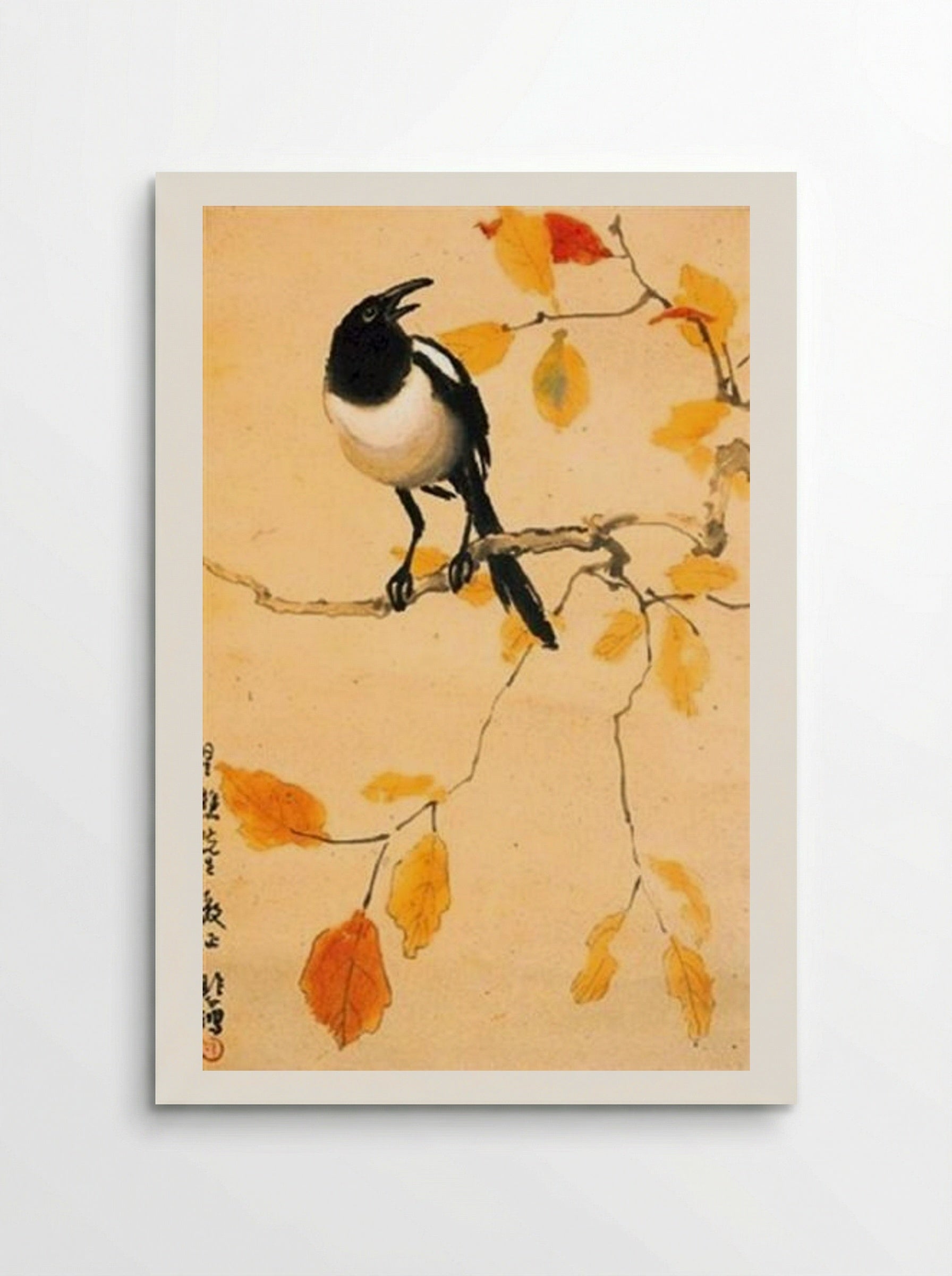 A Magpie on a Maple Branch - Xu Beihong - Poster