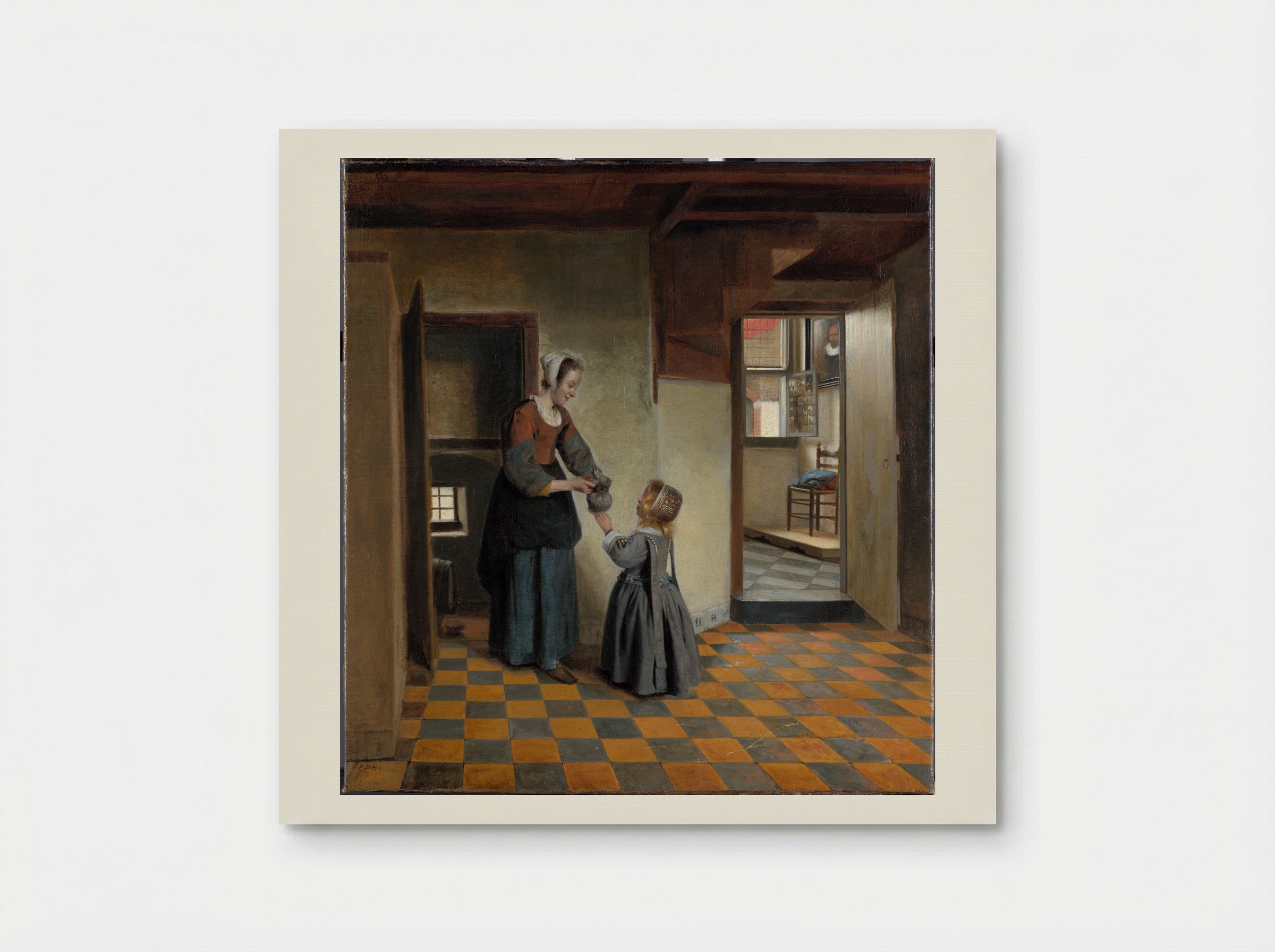 A Maidservant with a Child in a Cellar Chamber - Pieter de Hooch - Poster
