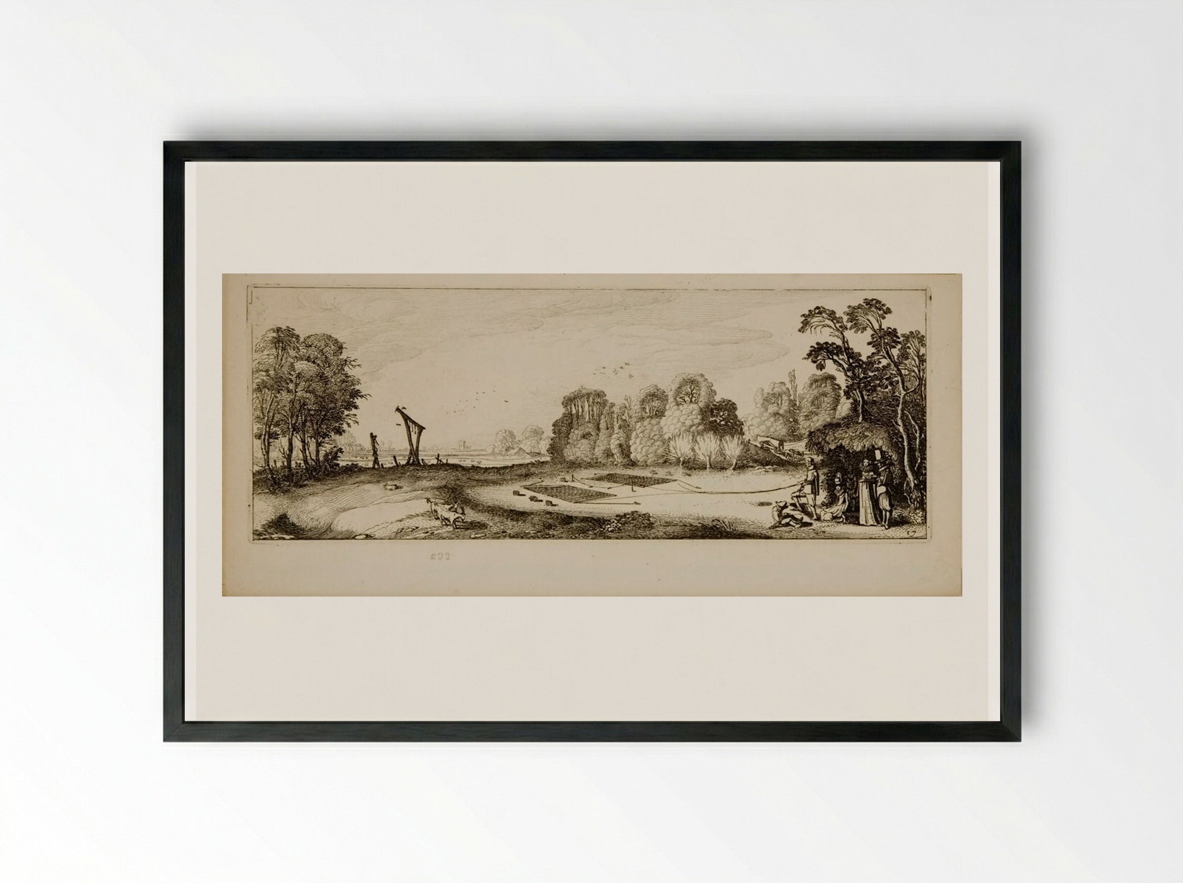 A Man Netting Birds - Jan van de Velde II - Framed Print Black