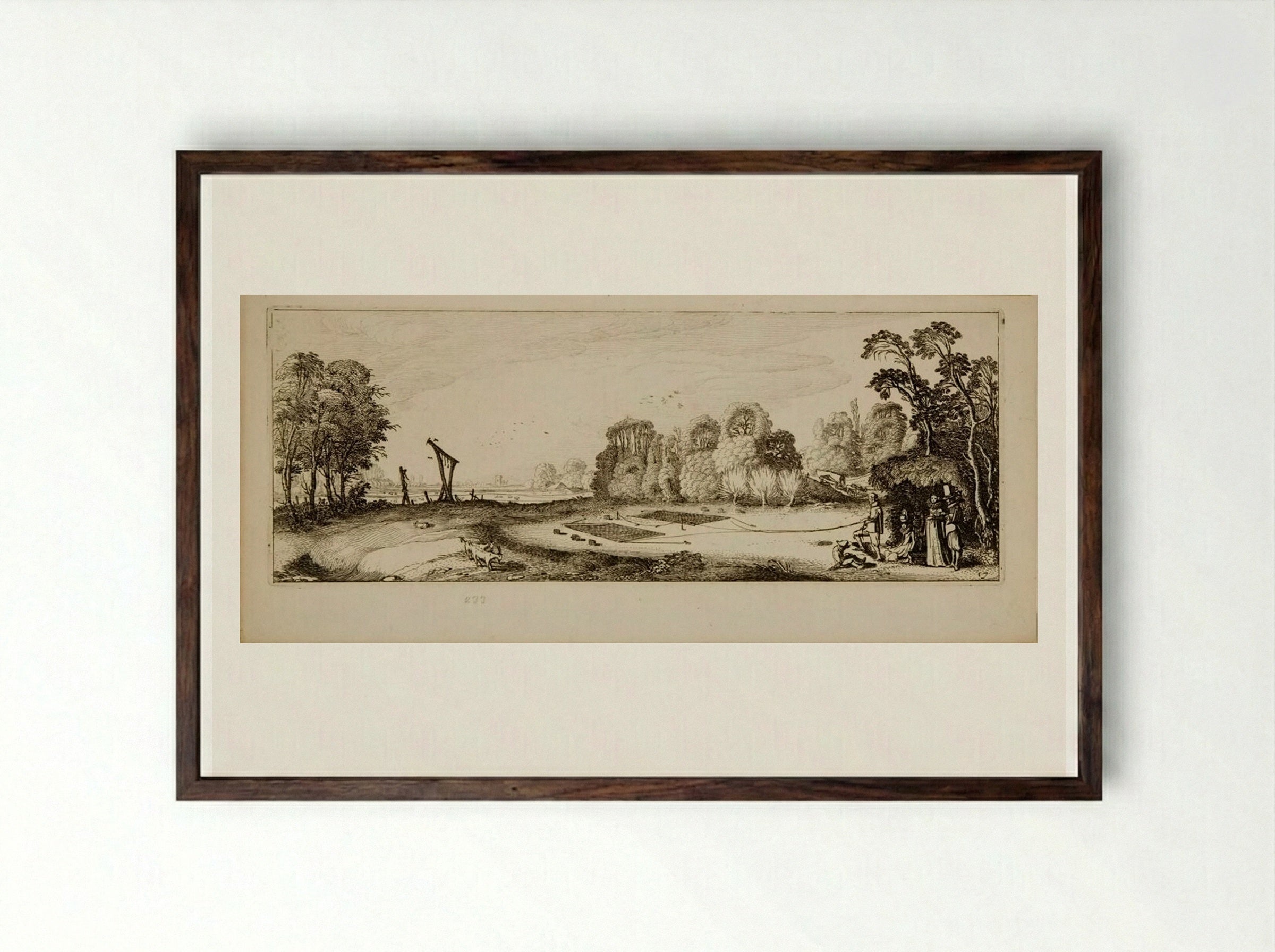 A Man Netting Birds - Jan van de Velde II - Framed Print Dark Wood