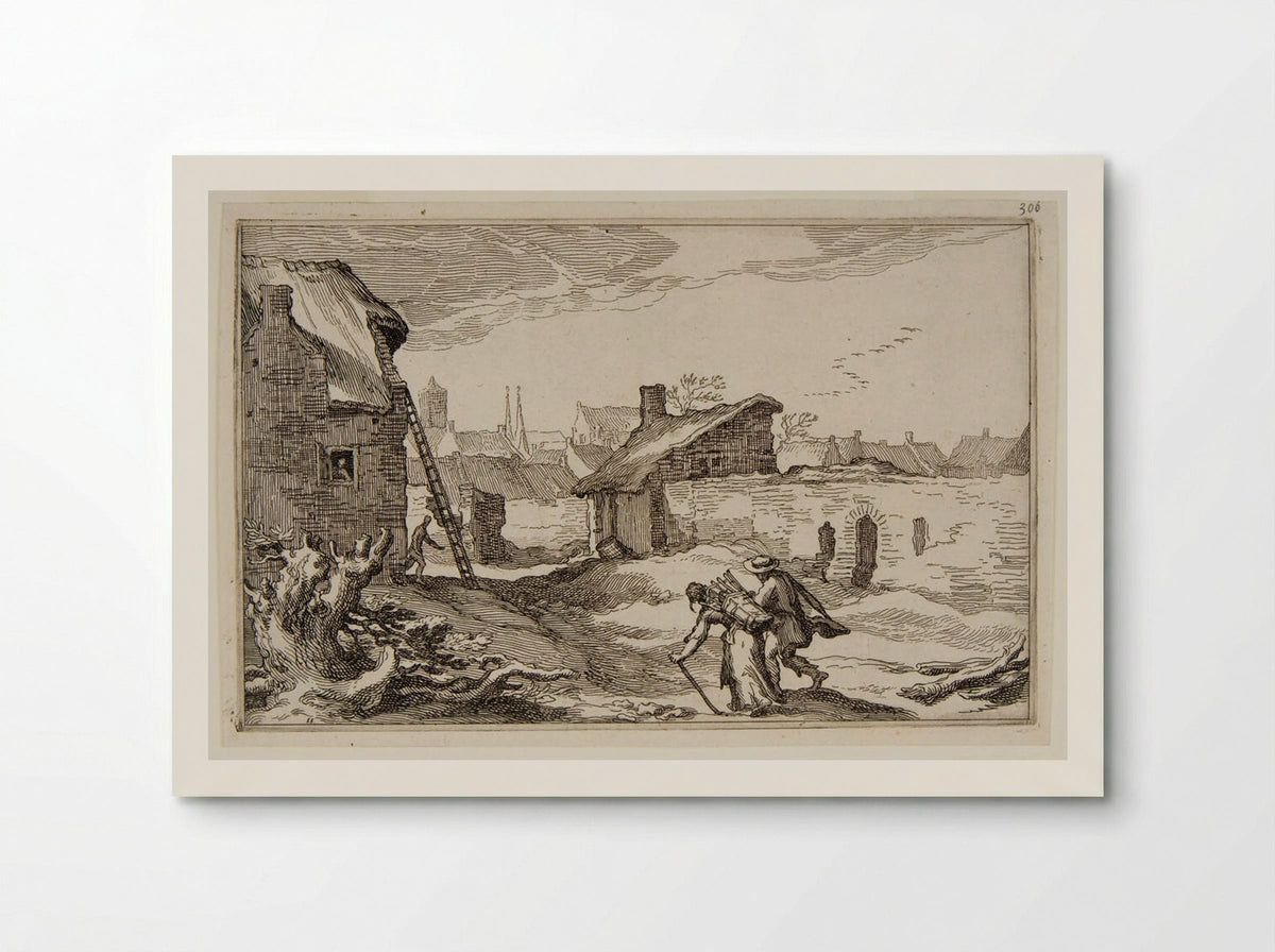 A Man and a Woman Entering a Town - Boetius Adamsz. Bolswert - Poster