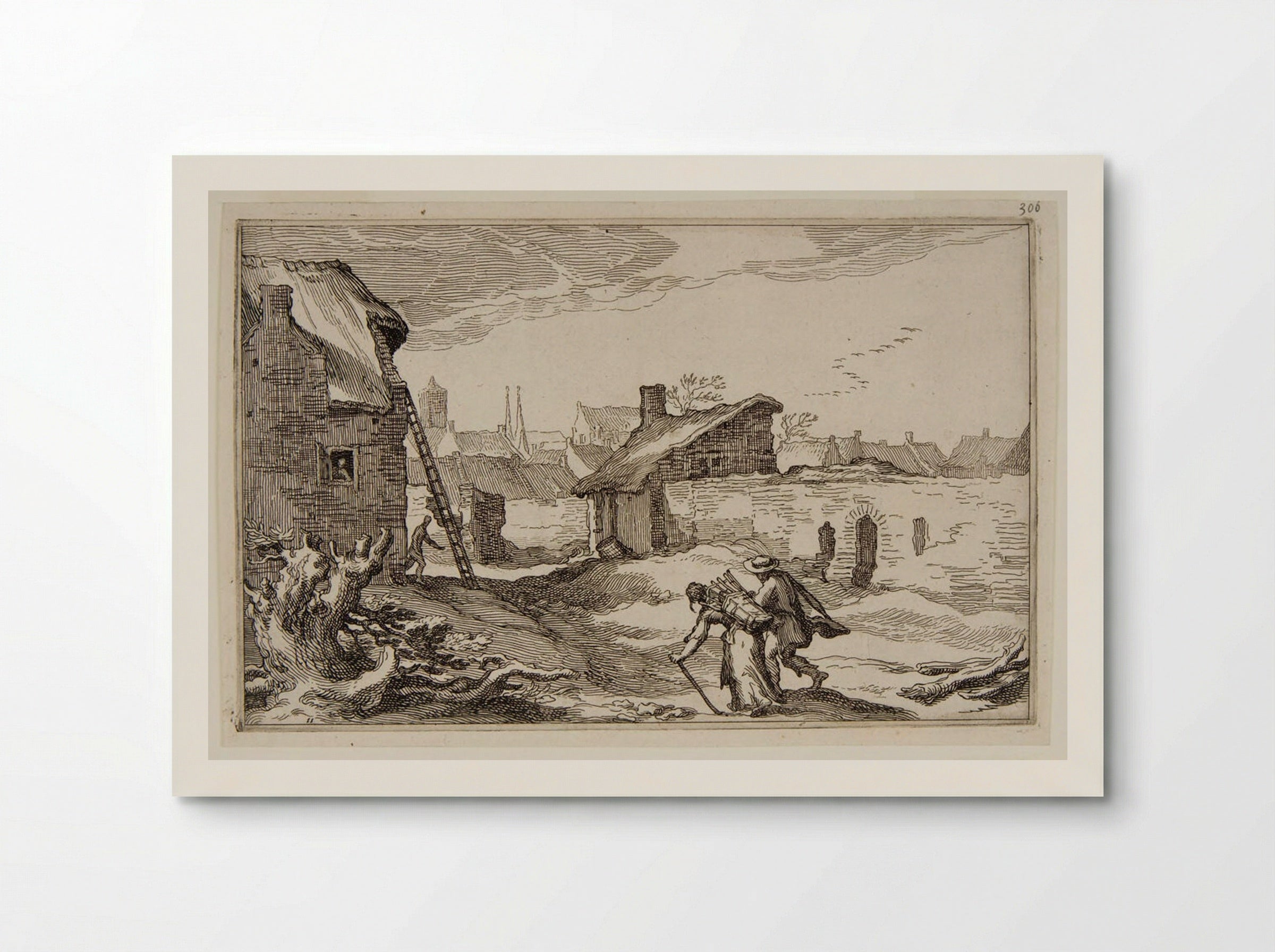 A Man and a Woman Entering a Town - Boetius Adamsz. Bolswert - Poster