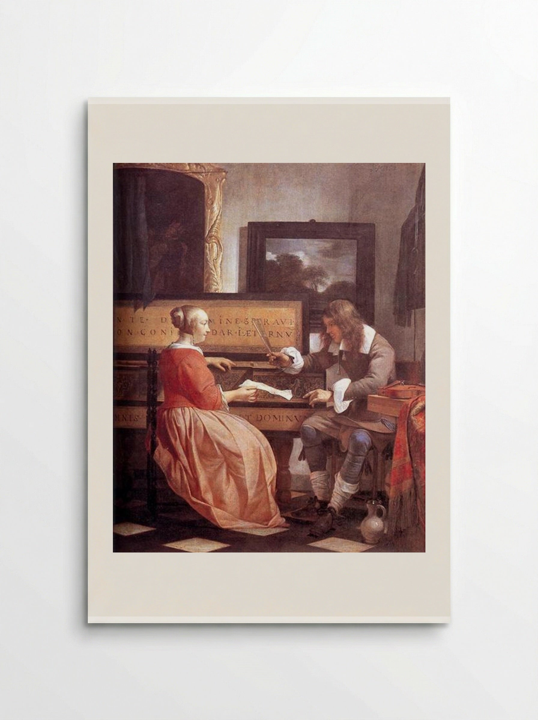 A Man and a Woman Seated by a Virginal - Gabriel Metsu - Poster