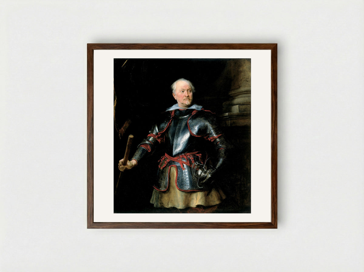 A Man in Armor - Anthony van Dyck - Framed Print Dark Wood