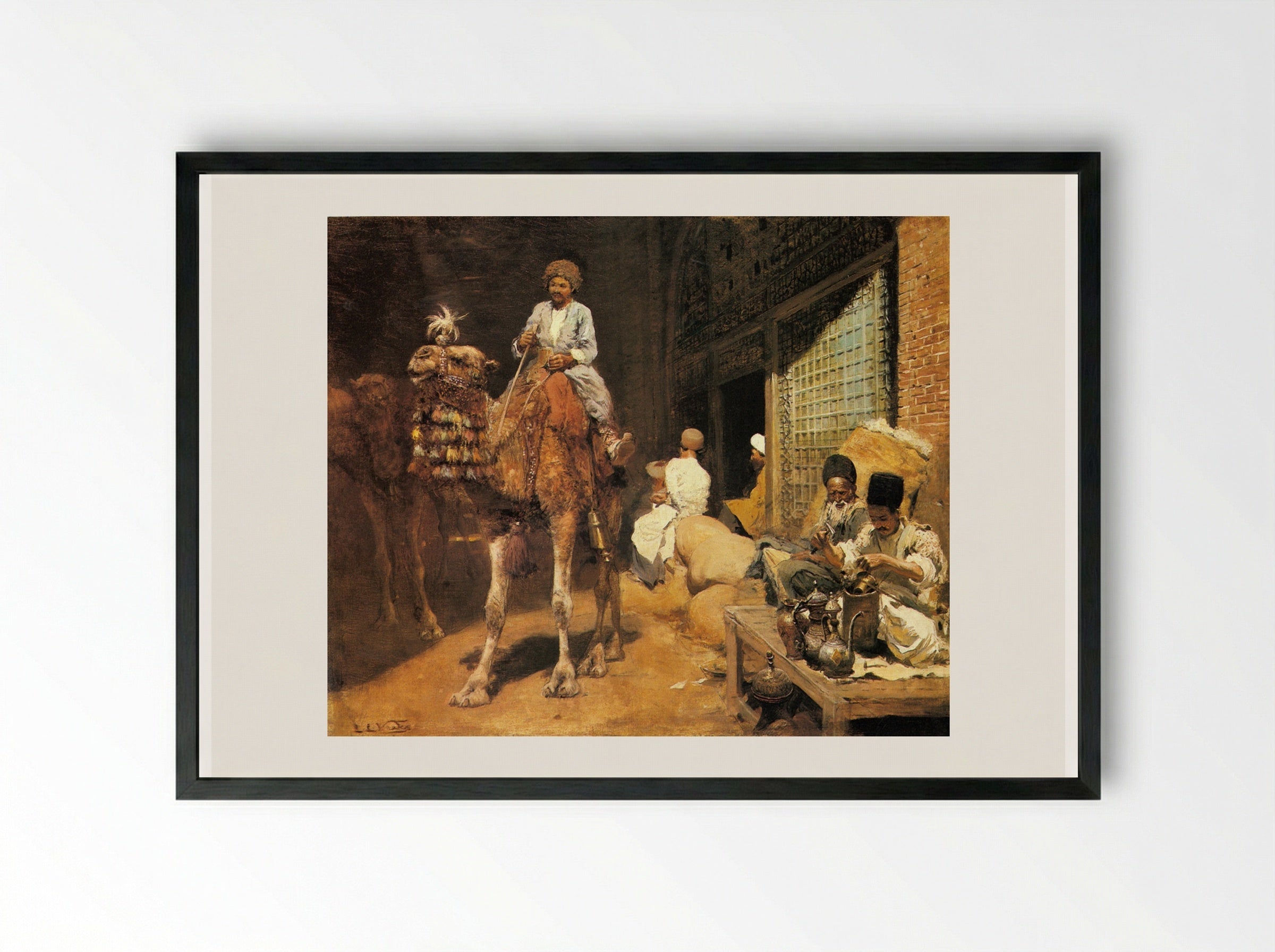 A Marketplace in Ispahan - Edwin Lord Weeks - Framed Print Black