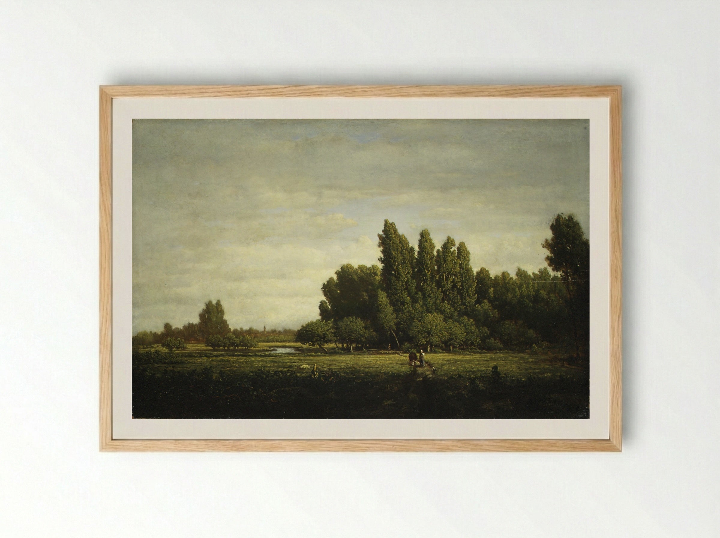 A Meadow Bordered by Trees - Théodore Rousseau - Framed Print Wood