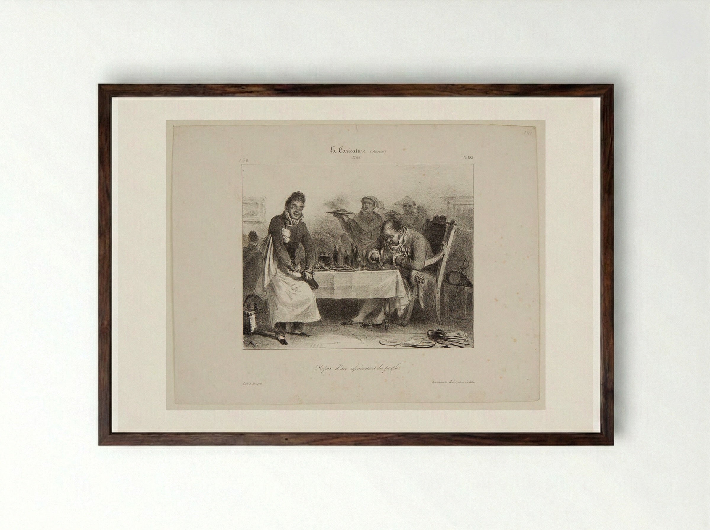 A Meal of the People's Representative - Denis-Auguste-Marie Raffet - Framed Print Dark Wood