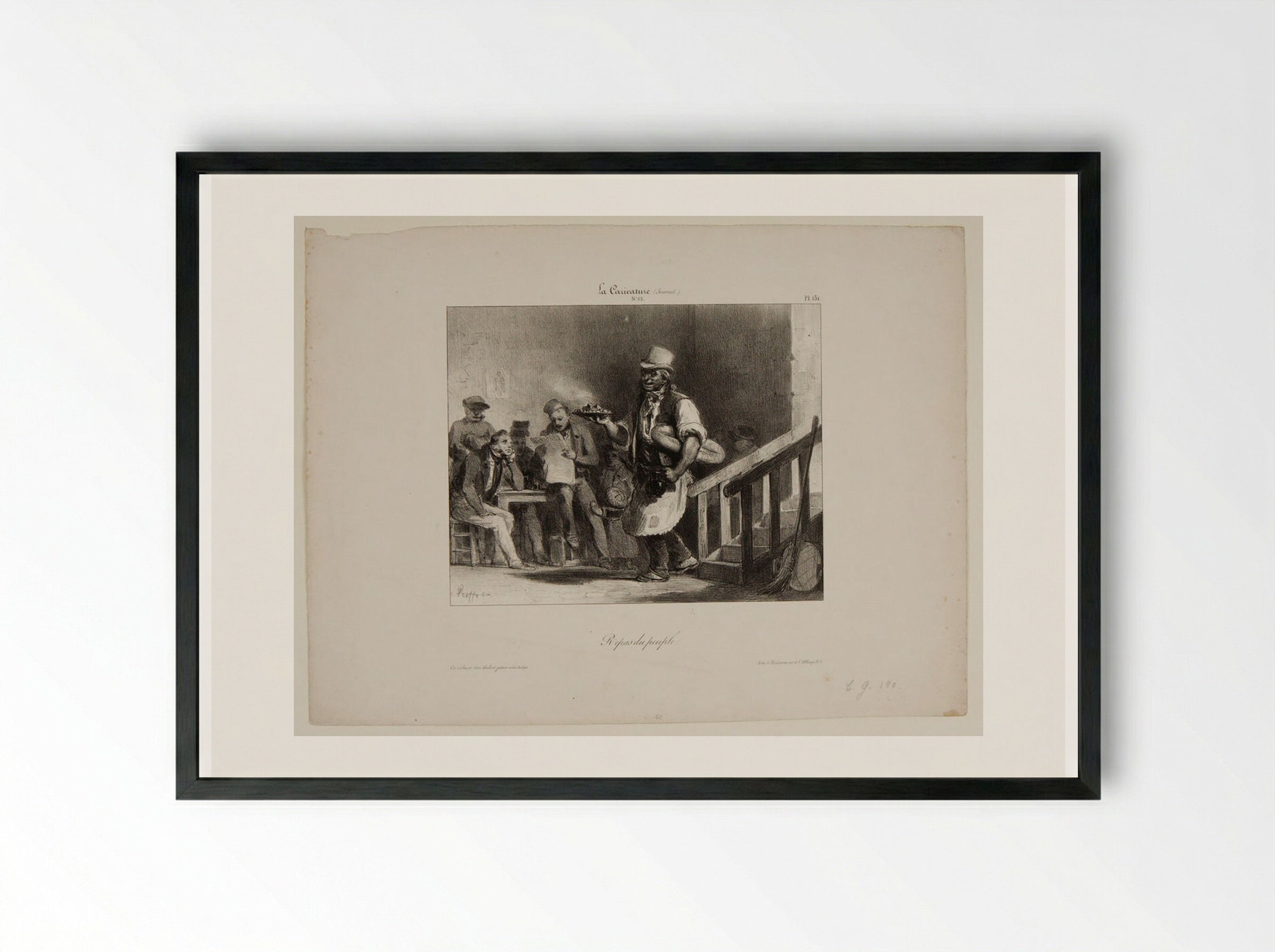 A Meal of the People - Denis-Auguste-Marie Raffet - Framed Print Black