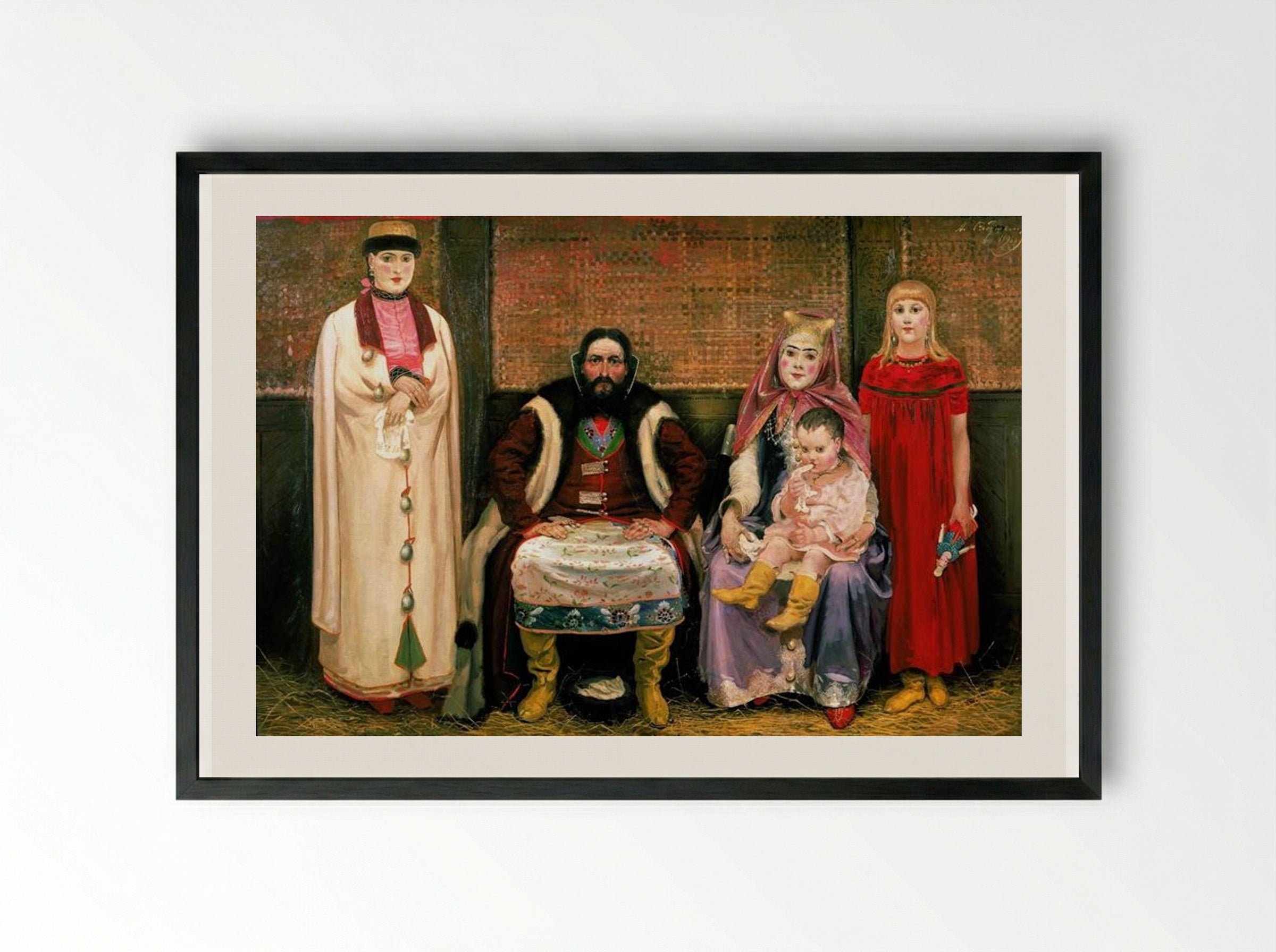 A Merchant's Family in the Seventeenth Century - Andrei Ryabushkin - Framed Print Black