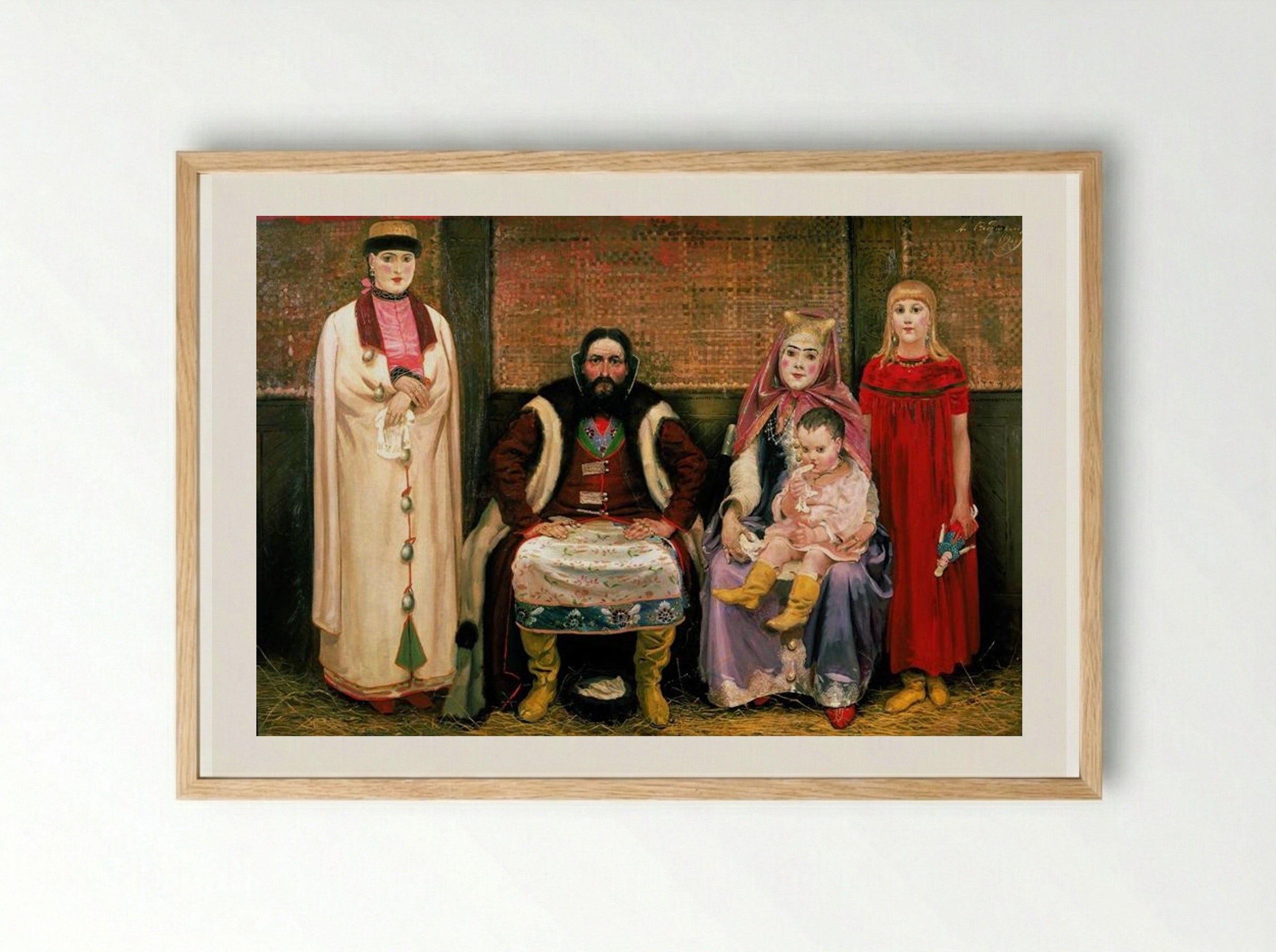 A Merchant's Family in the Seventeenth Century - Andrei Ryabushkin - Framed Print Wood