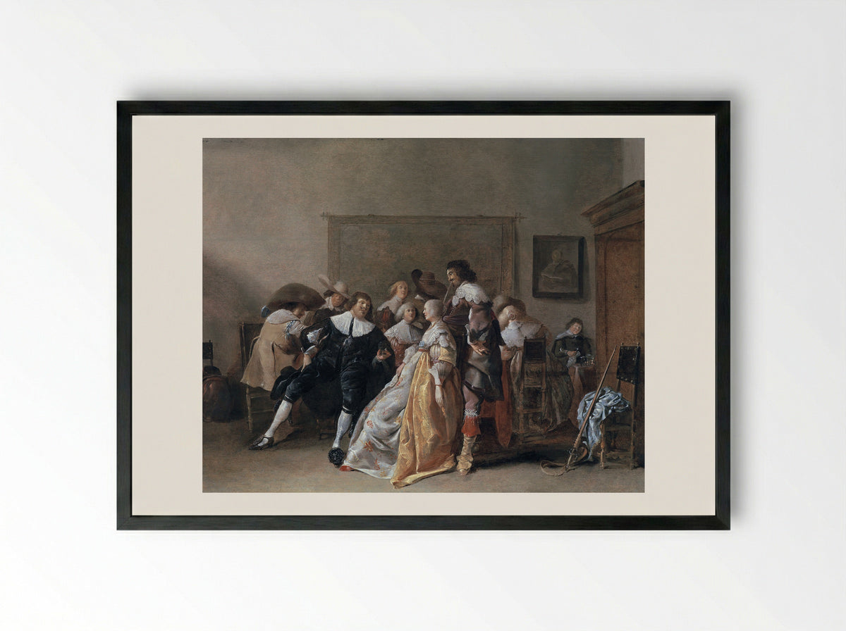 A Merry Company in an Interior - Anthonie Palamedesz. - Framed Print Black