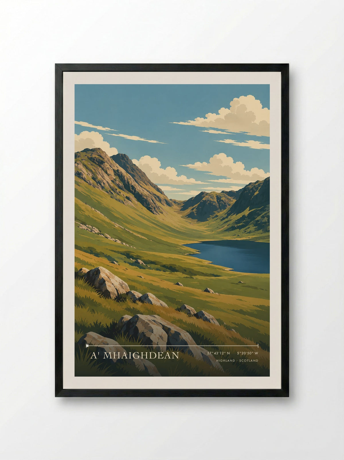 A' Mhaighdean, Highland | Travel Poster - Framed Print Black