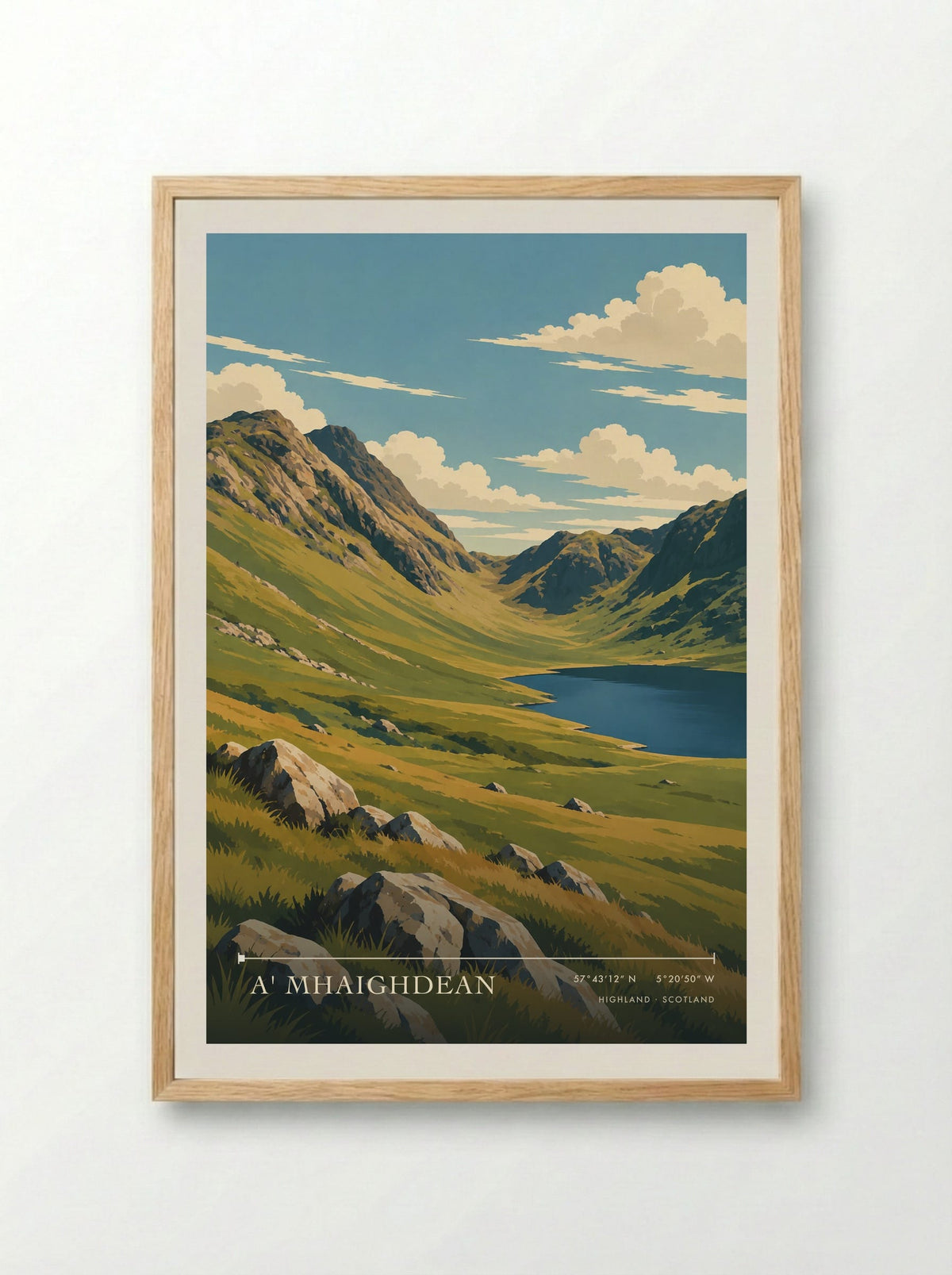 A' Mhaighdean, Highland | Travel Poster - Framed Print Wood