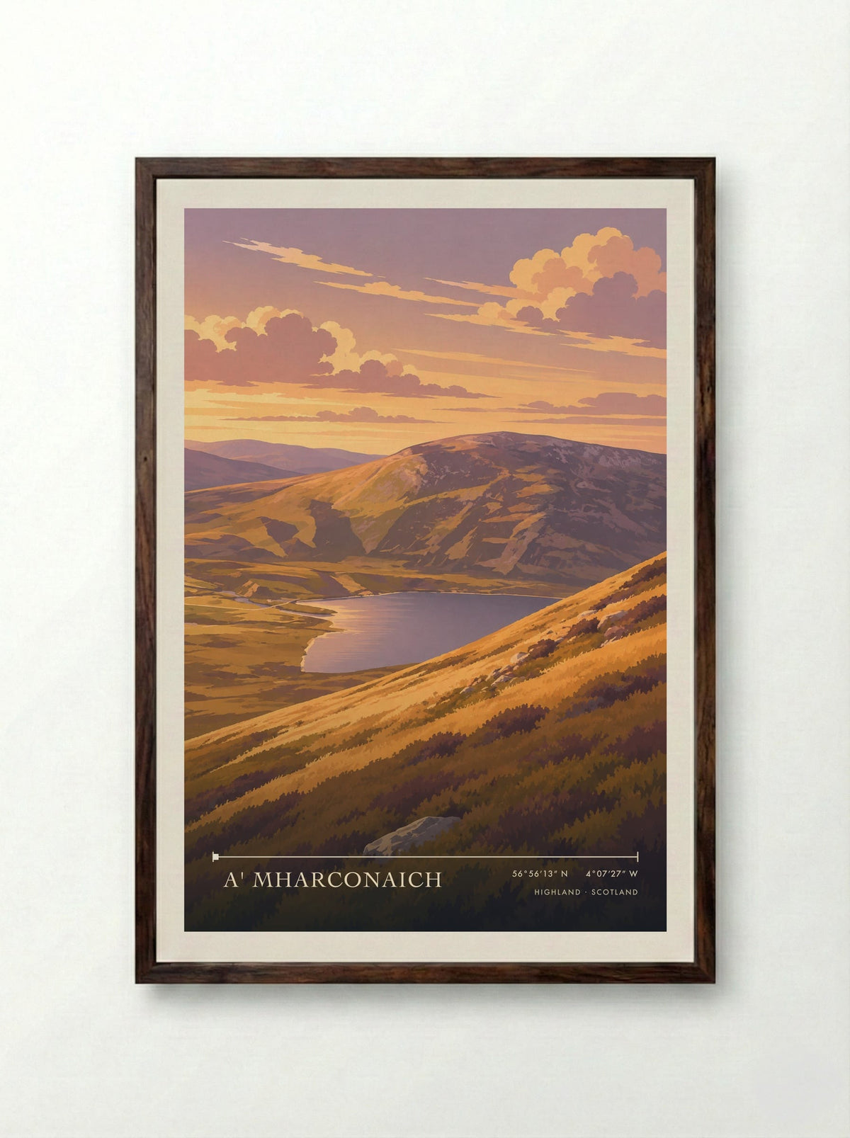 A' Mharconaich, Highland | Travel Poster - Framed Print Dark Wood