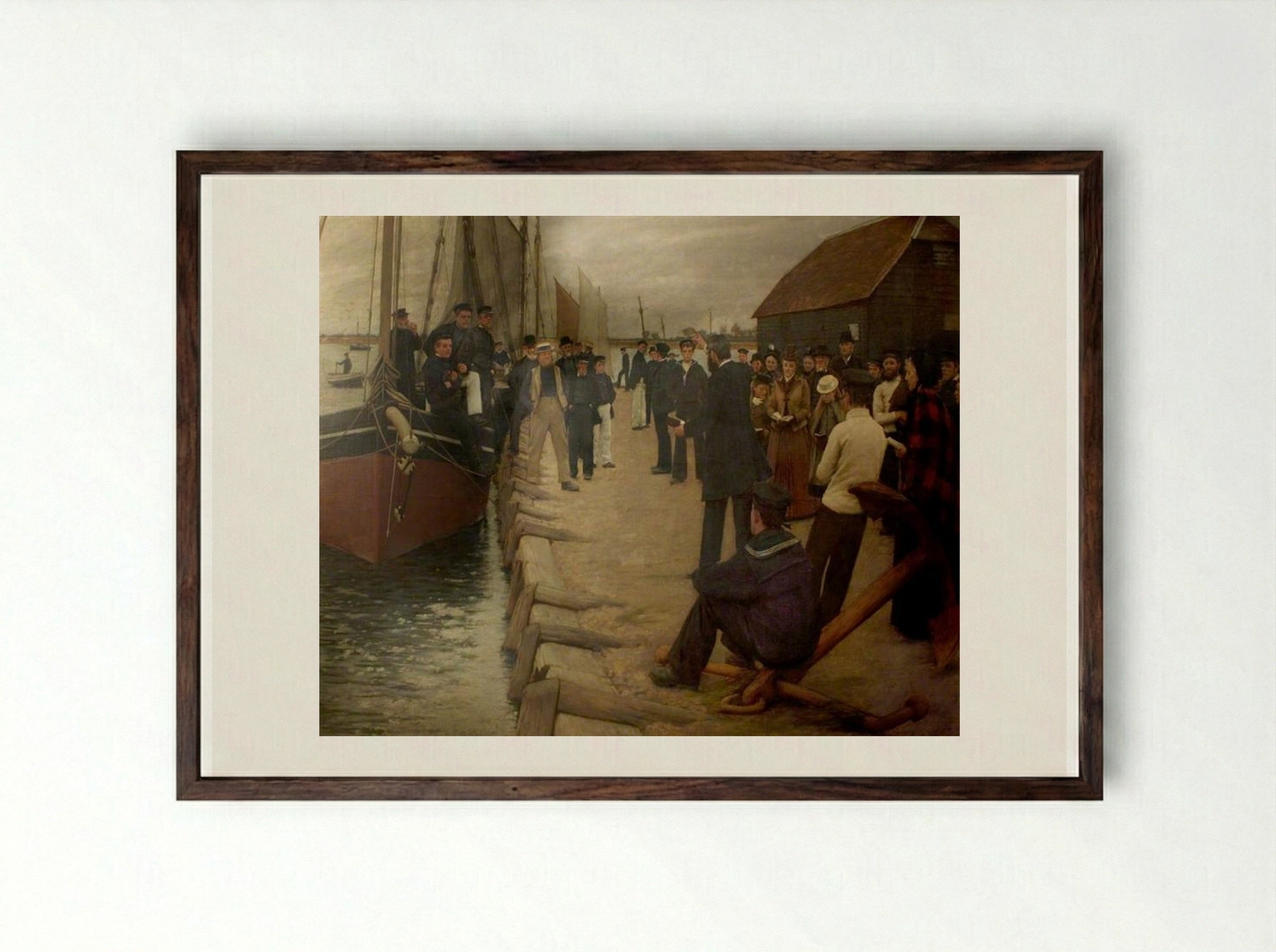 A Mission to Seamen - Henry Herbert La Thangue - Framed Print Dark Wood