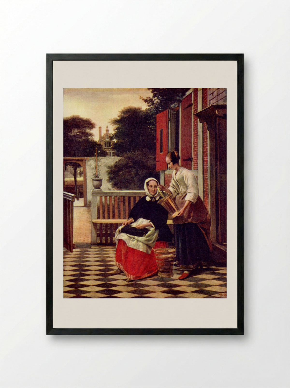 A Mistress and her Maid - Pieter de Hooch - Framed Print Black