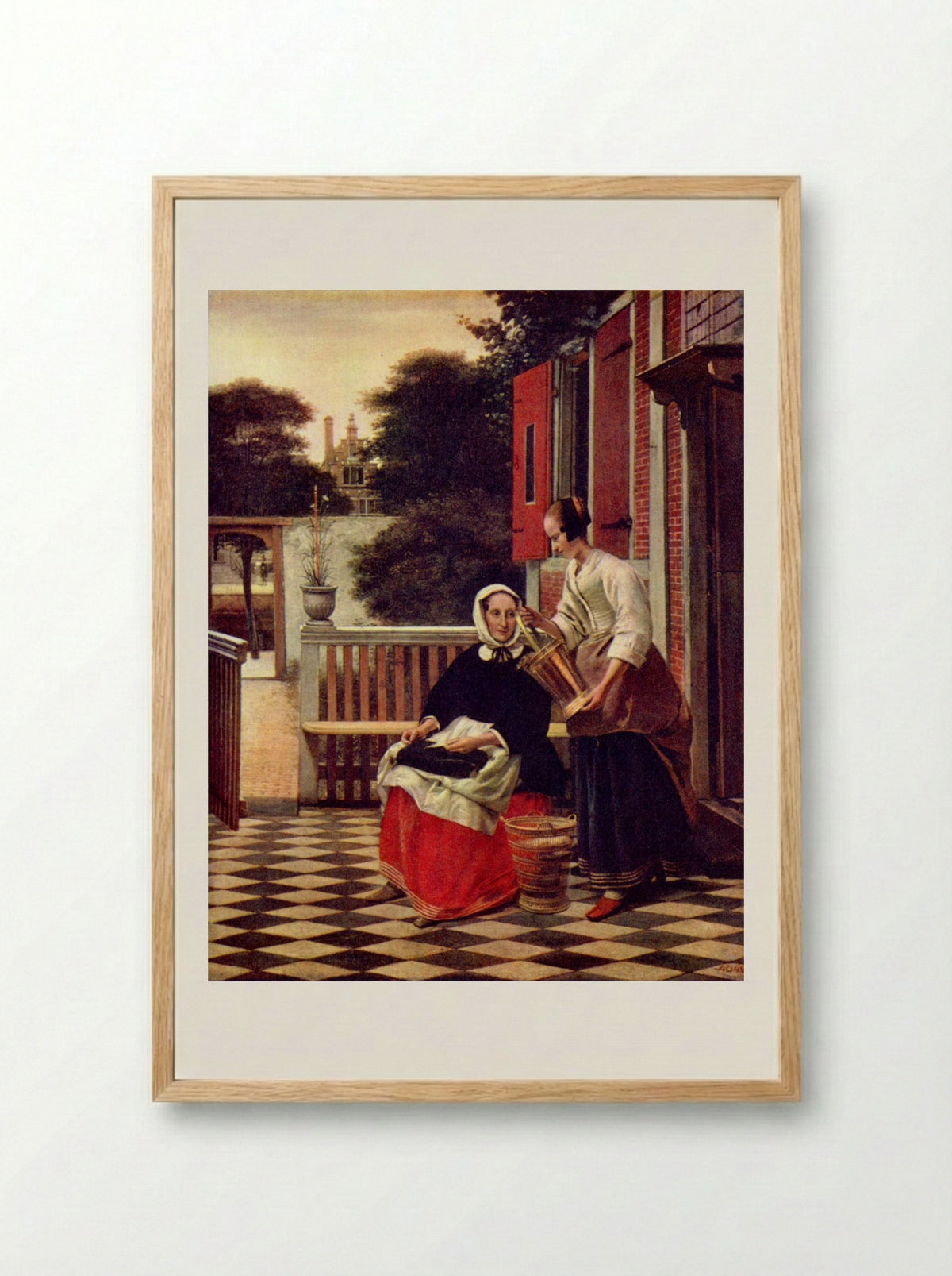 A Mistress and her Maid - Pieter de Hooch - Framed Print Wood